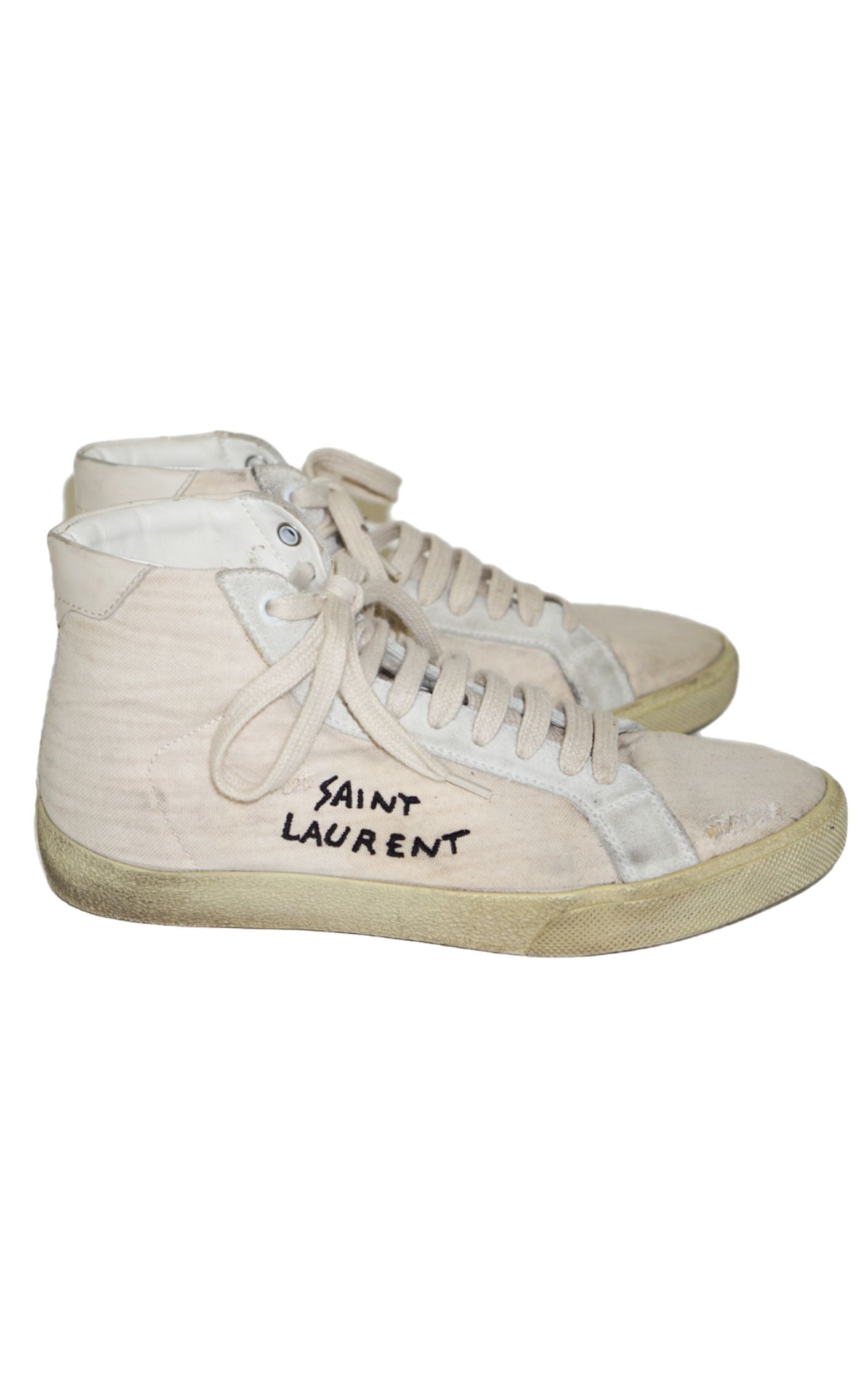 SAINT LAURENT Logo White High Top Sneakers resellum
