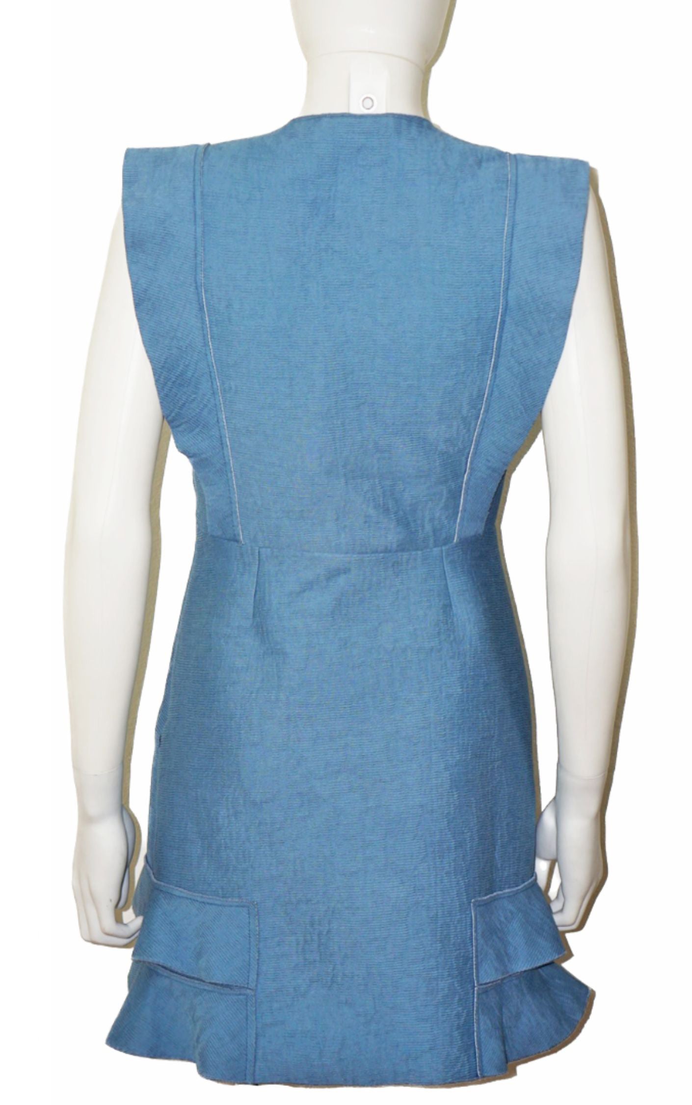 SANDRO Blue Capri Ruffled A-Line Mini Dress resellum