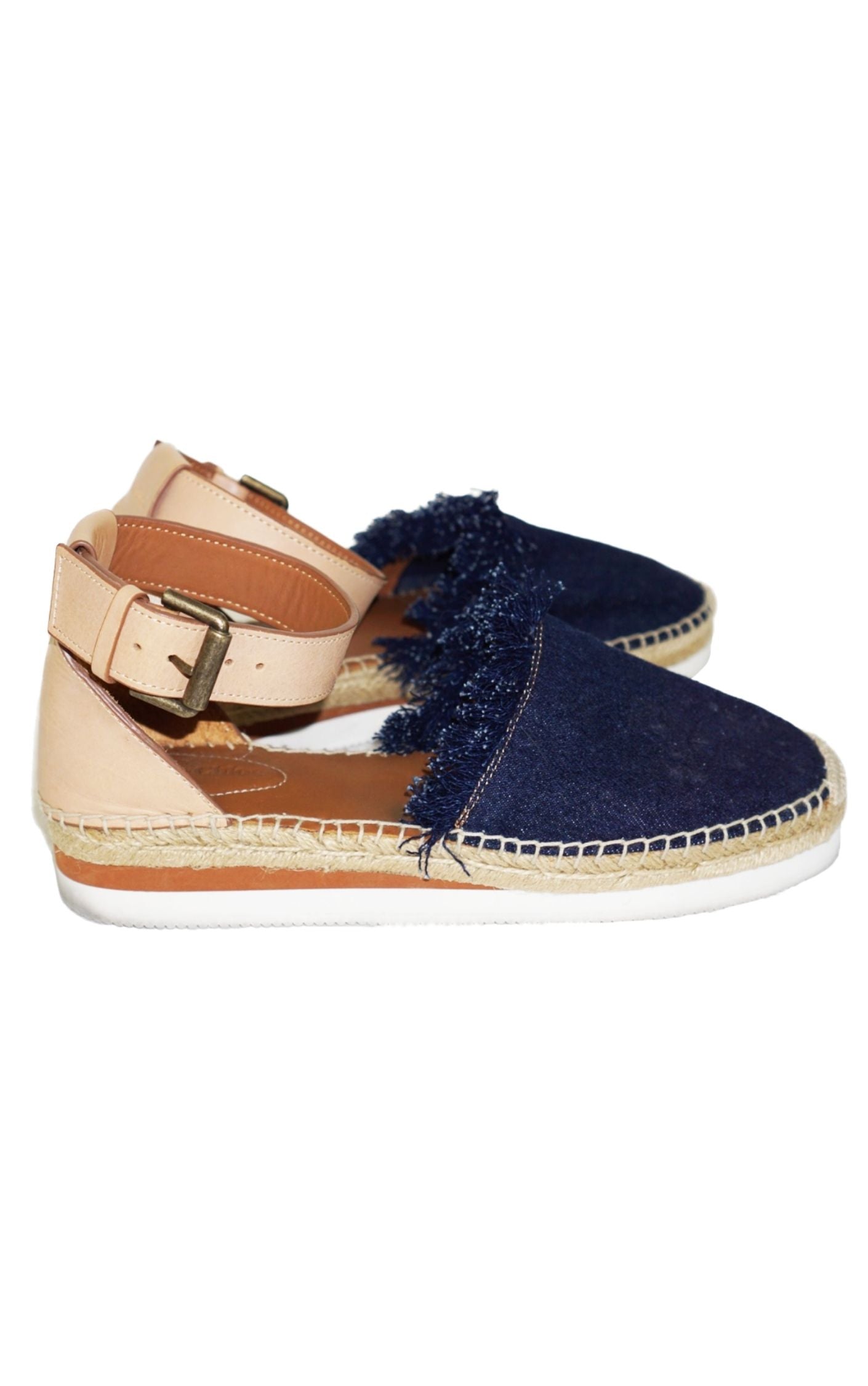 SEE BY CHLOE Ankle Strap Denim Flat Espadrille RESELLUM