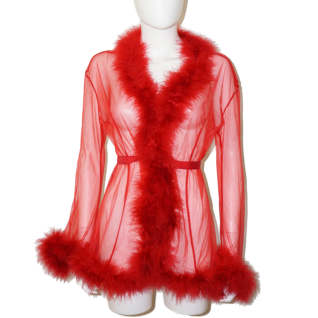 SHIRLEY OF HOLLYWOOD Feather Sheer Robe