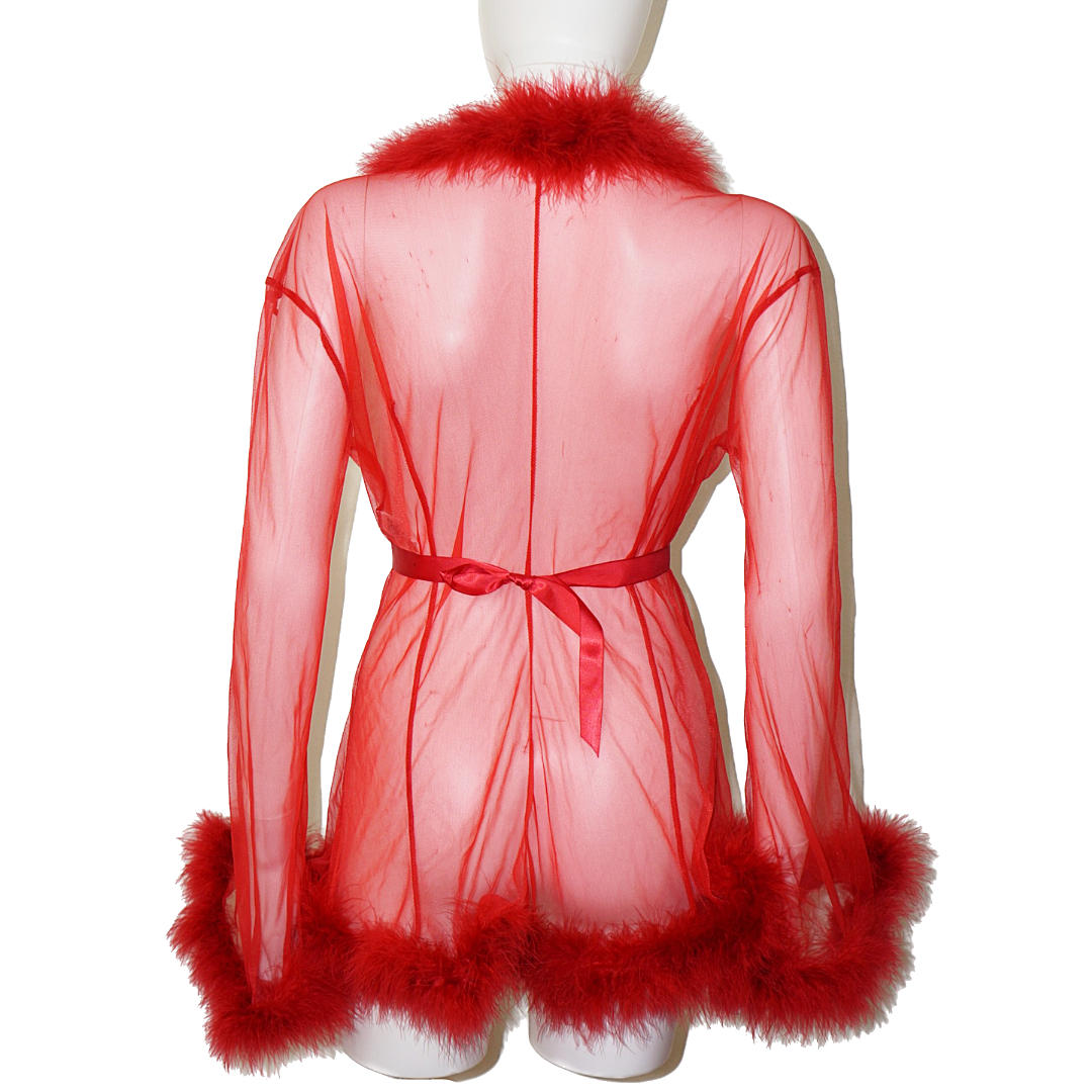 SHIRLEY OF HOLLYWOOD Feather Sheer Robe
