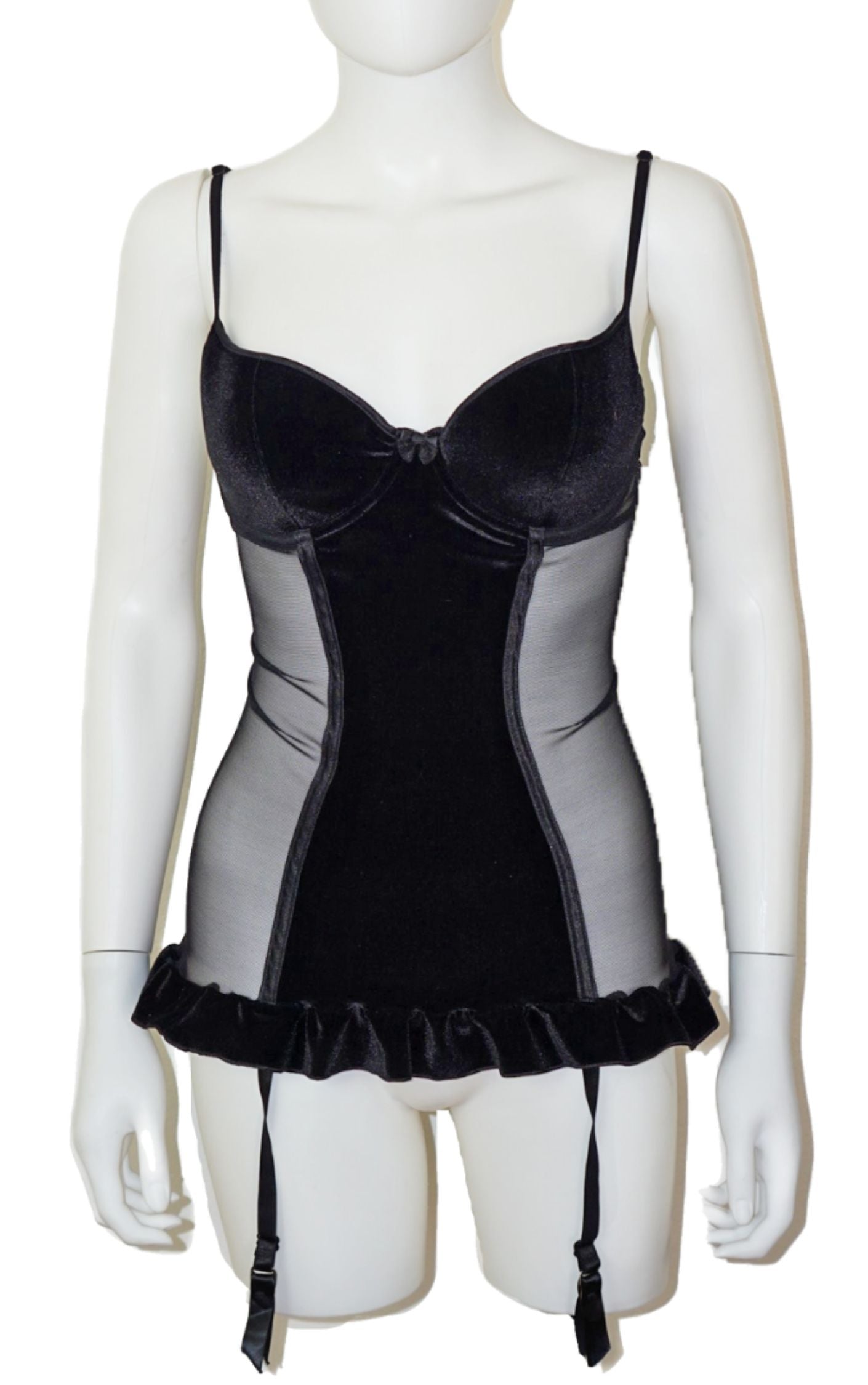 SHIRLEY OF HOLLYWOOD Black Velvet Garter Top resellum