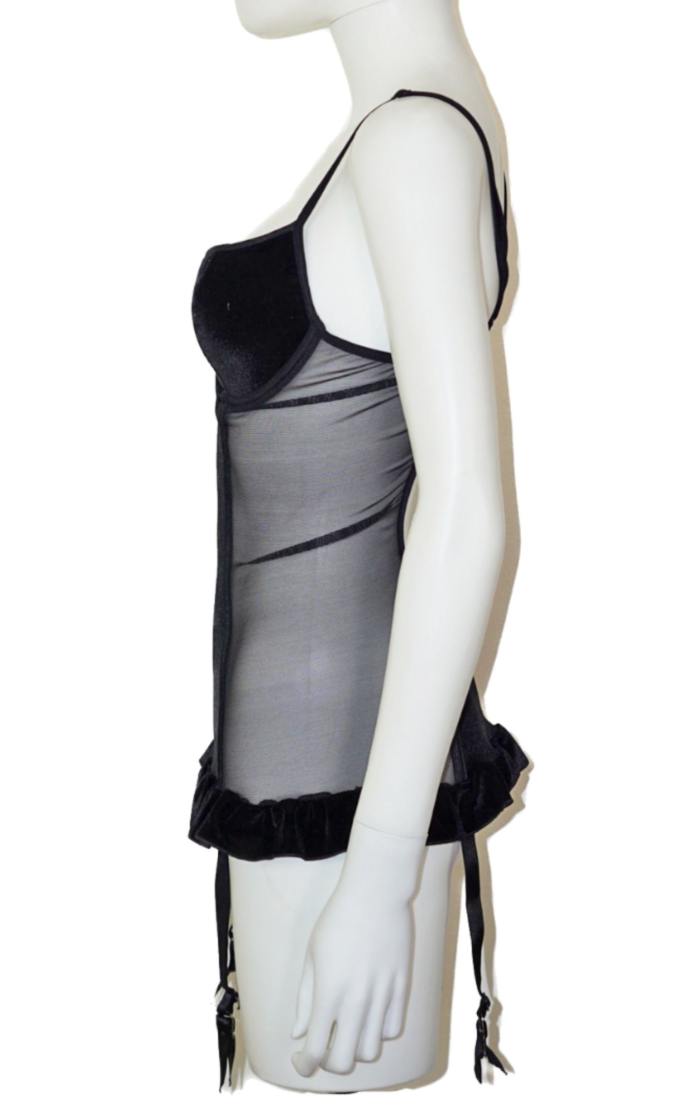SHIRLEY OF HOLLYWOOD Black Velvet Garter Top resellum