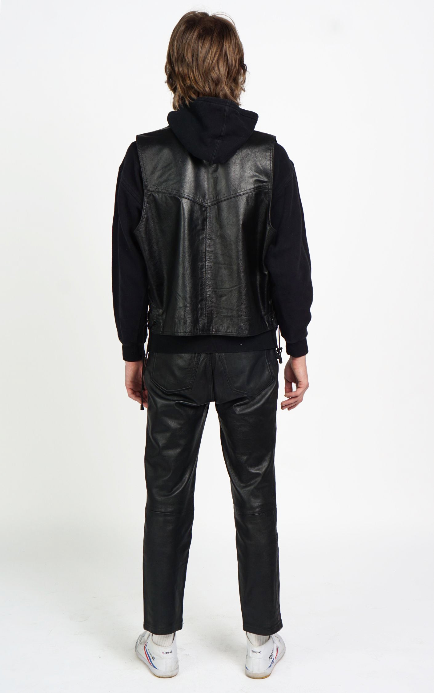 SKINTAN 90s Real Leather Black Biker Vest resellum