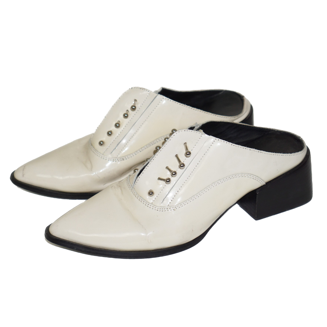SOL SANA Claire Studded White Mules