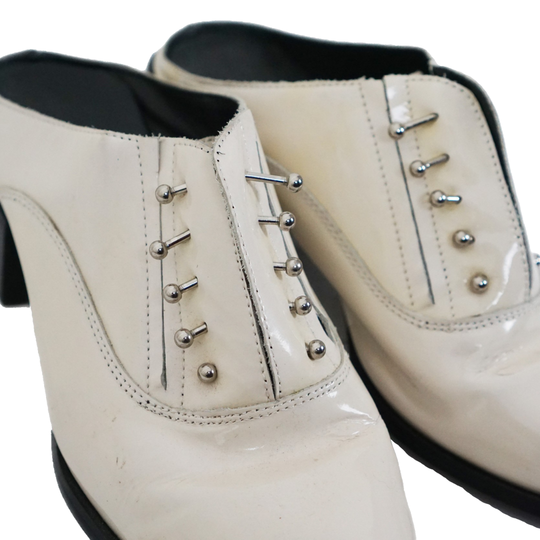 SOL SANA Claire Studded White Mules