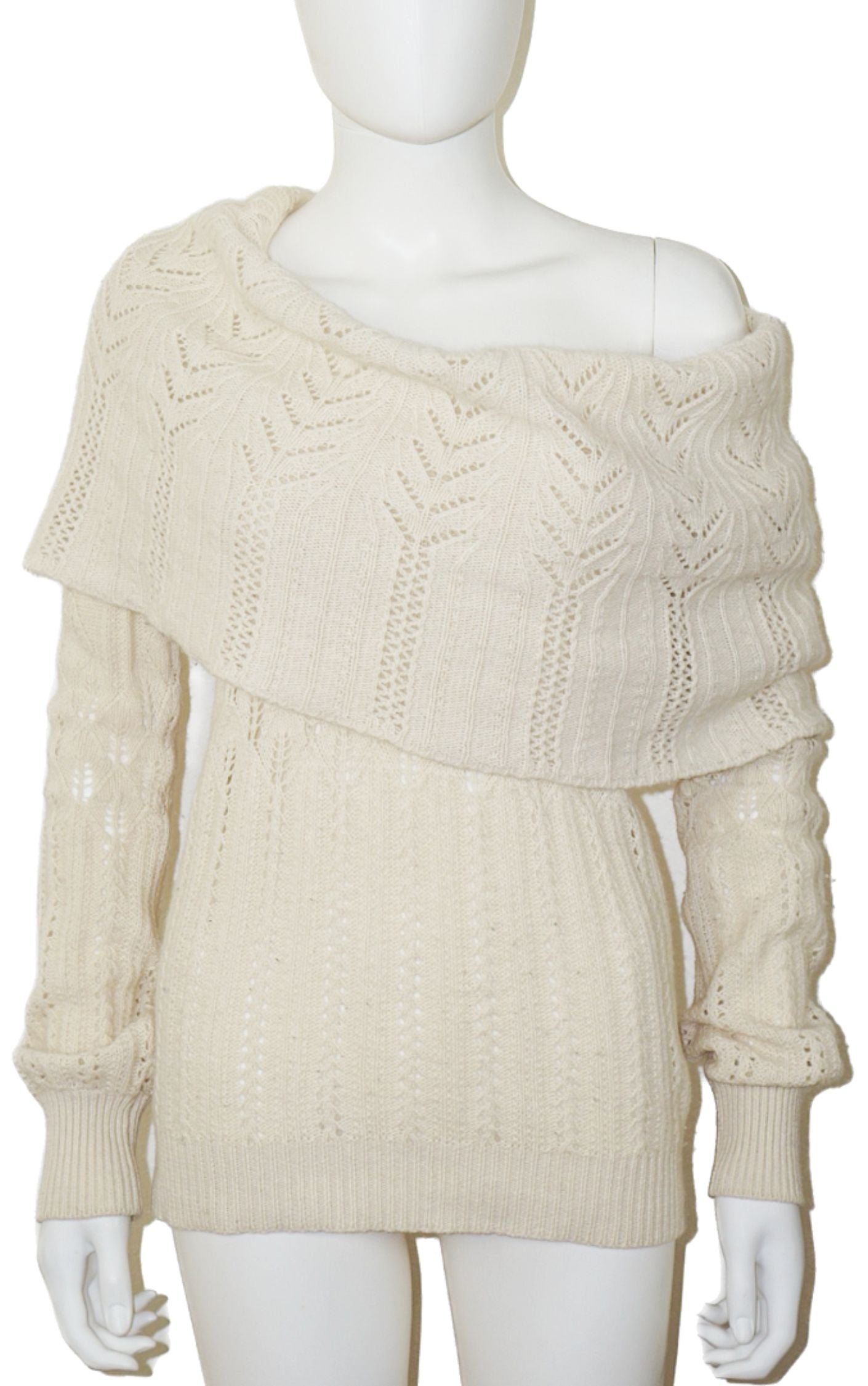 STELLA MCCARTNEY White Wide Collar Knit Wool Angora Sweater resellum
