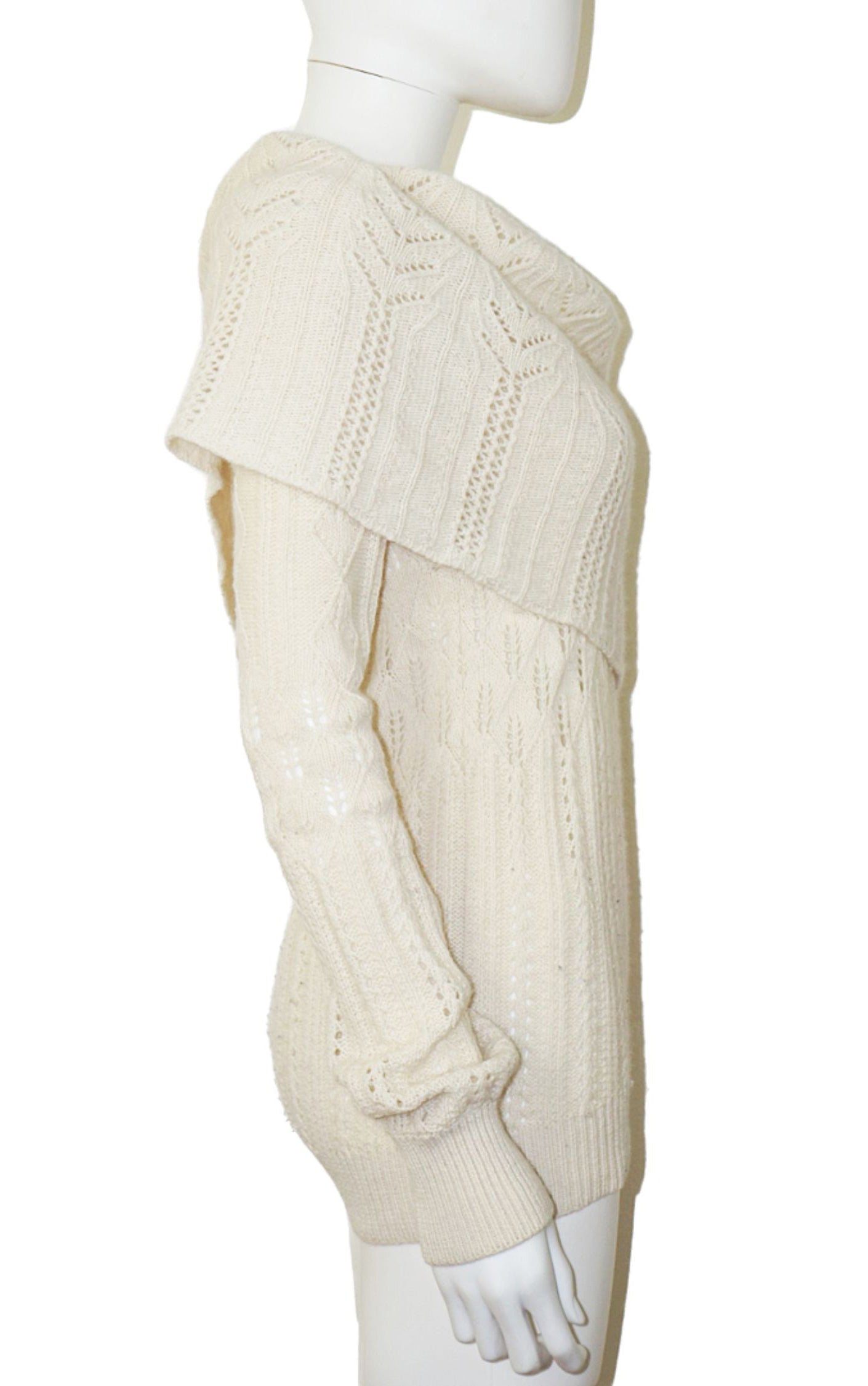 STELLA MCCARTNEY White Wide Collar Knit Wool Angora Sweater