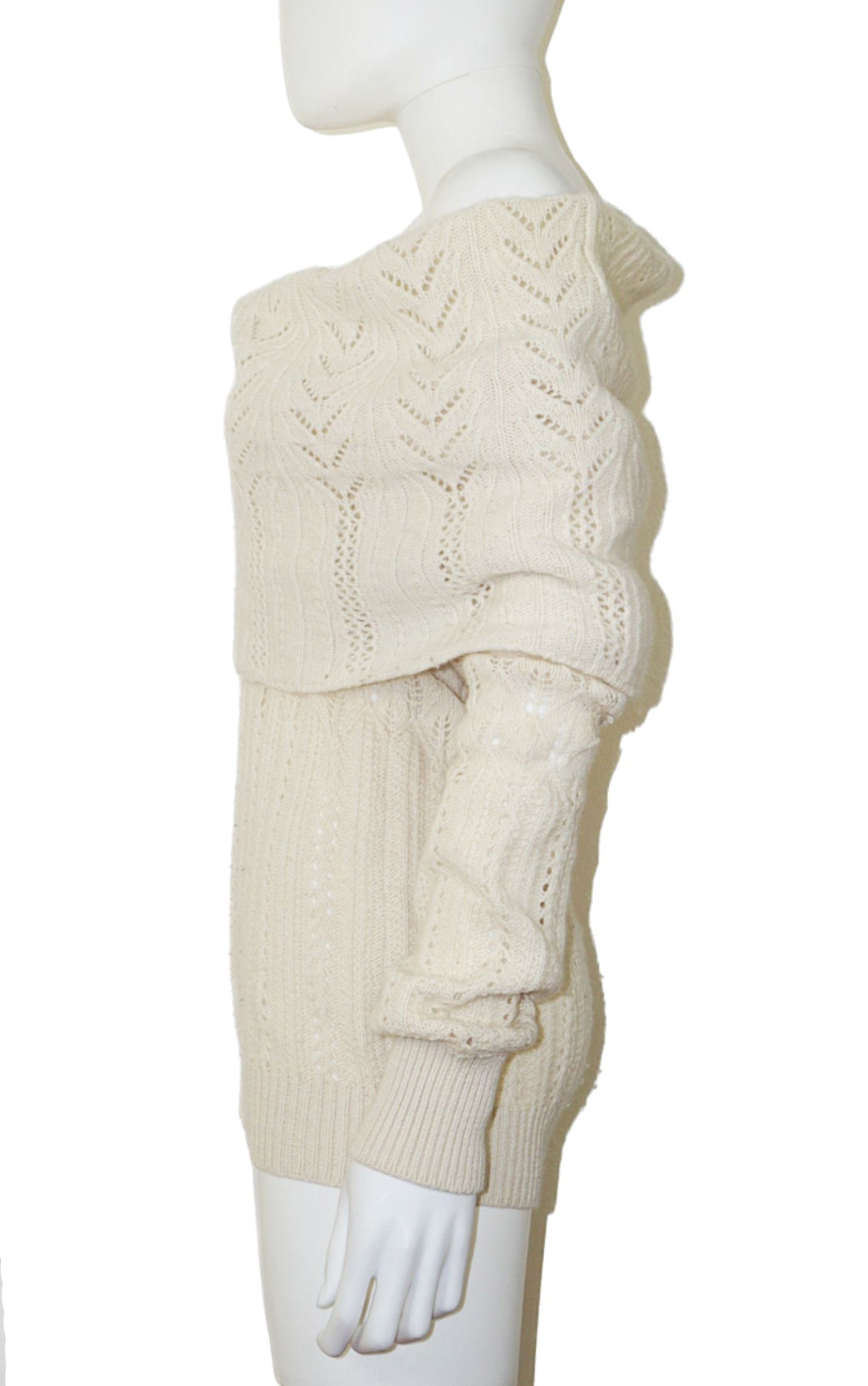 STELLA MCCARTNEY White Wide Collar Knit Wool Angora Sweater resellum