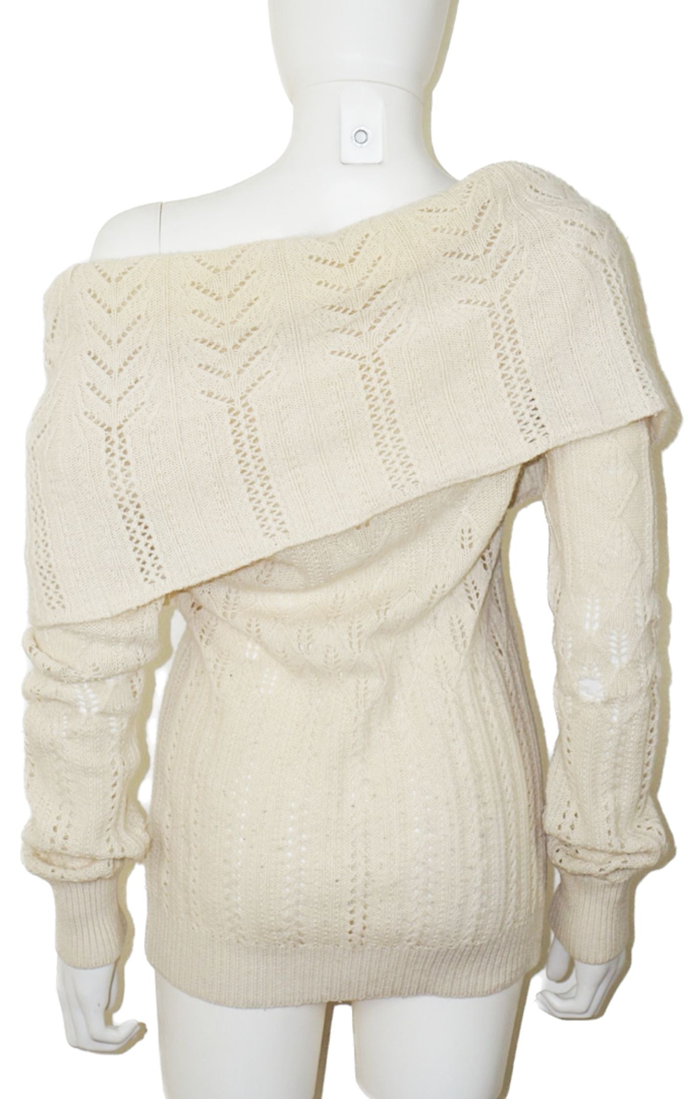 STELLA MCCARTNEY White Wide Collar Knit Wool Angora Sweater resellum