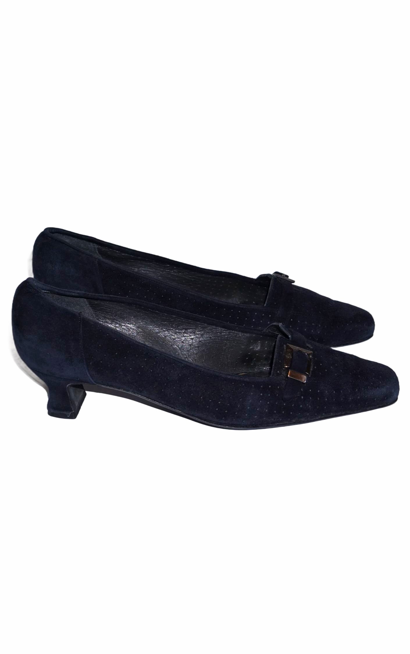 STUART WEITZMAN Navy Suede Kitten Heel Shoes