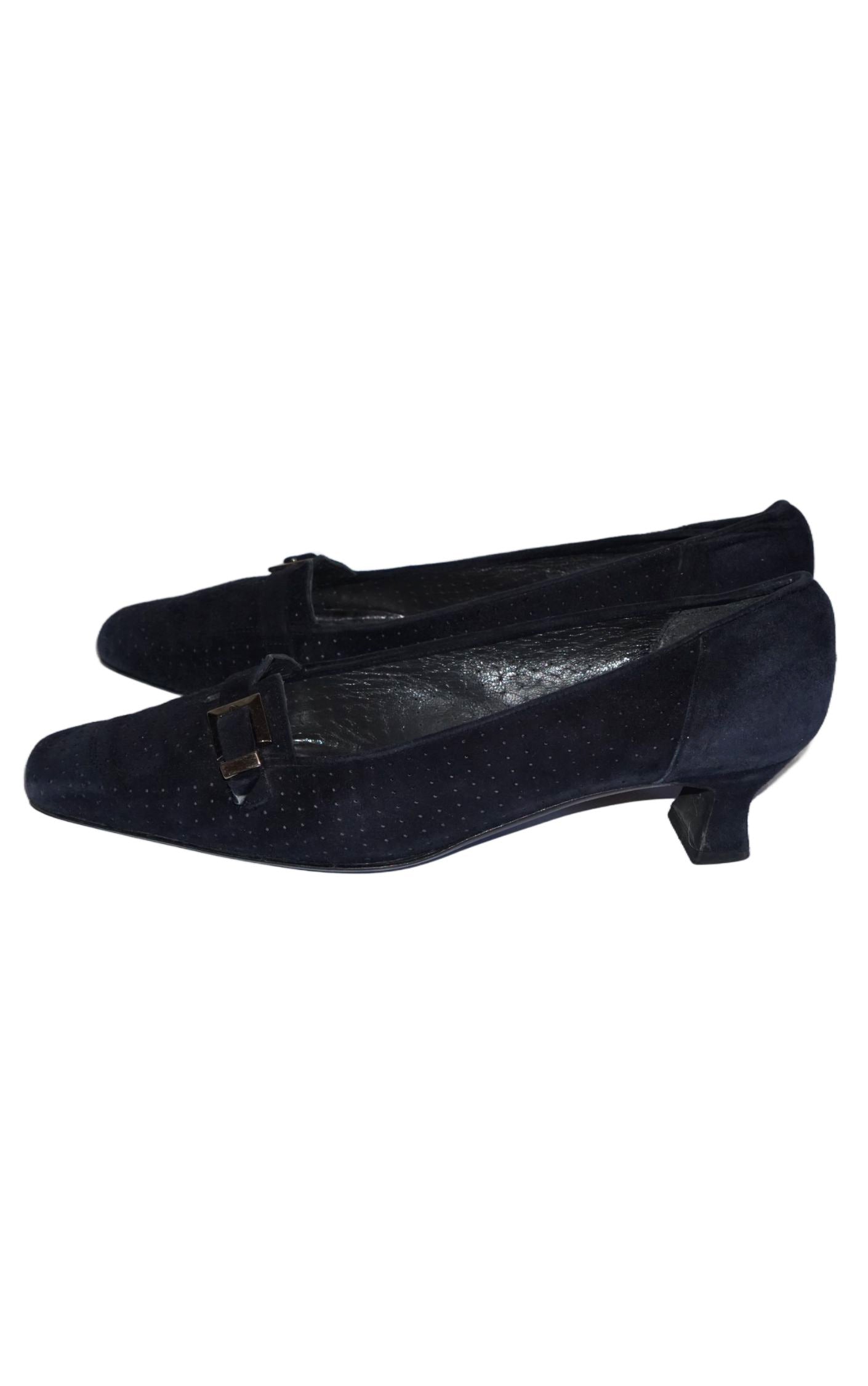 STUART WEITZMAN Navy Suede Kitten Heel Shoes