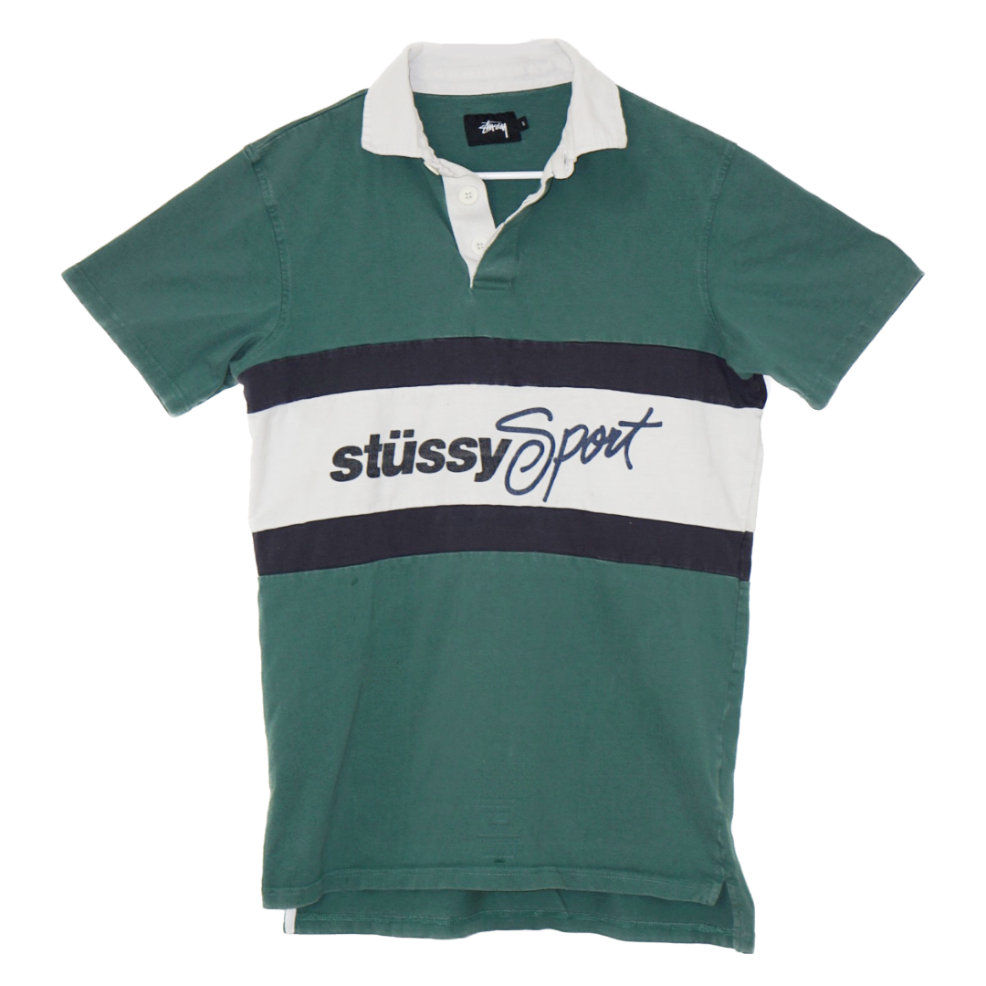 STUSSY 90s Striped Collared Polo Shirt