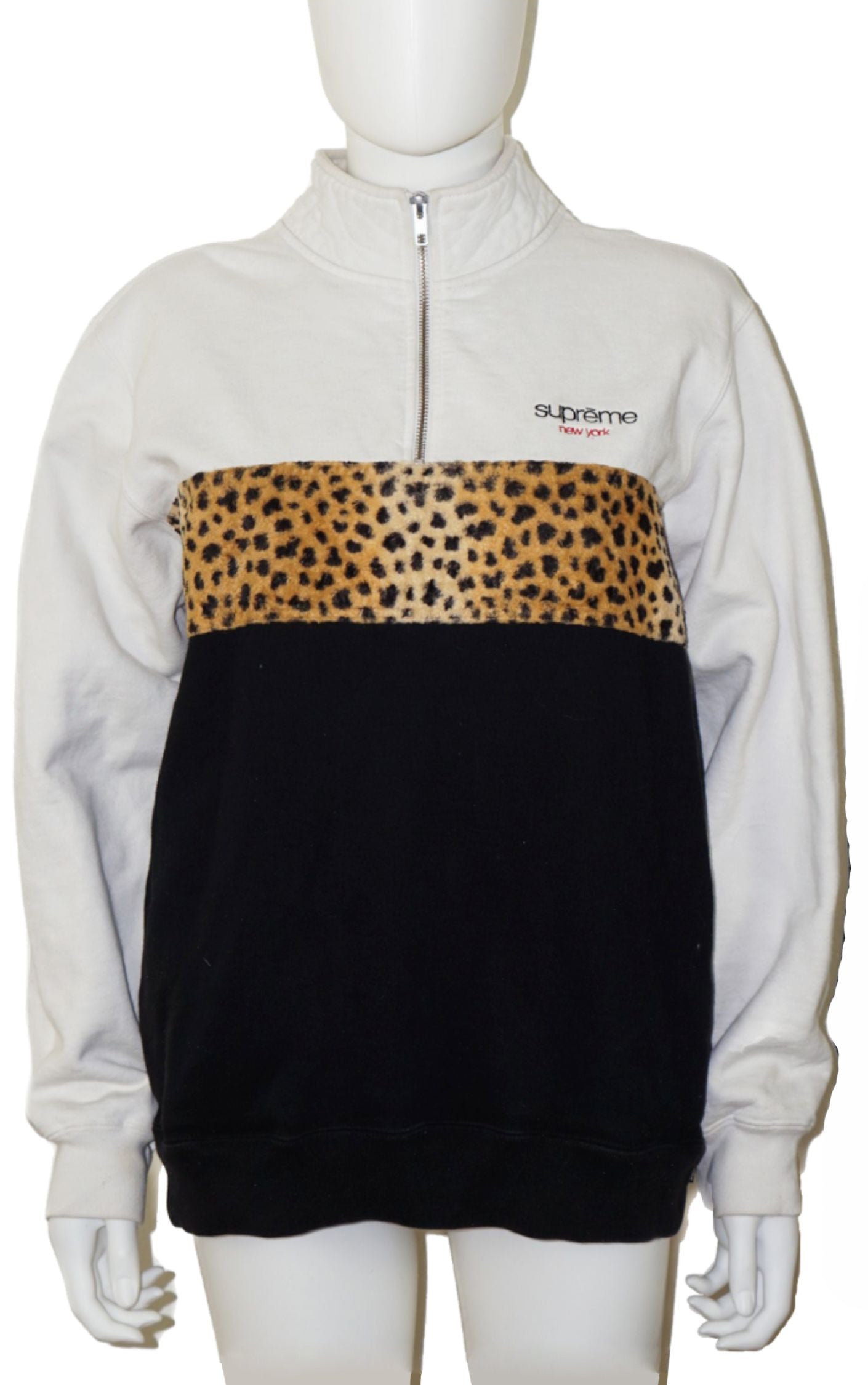 SUPREME New York Leopard Panel Zip Sweatshirt resellum