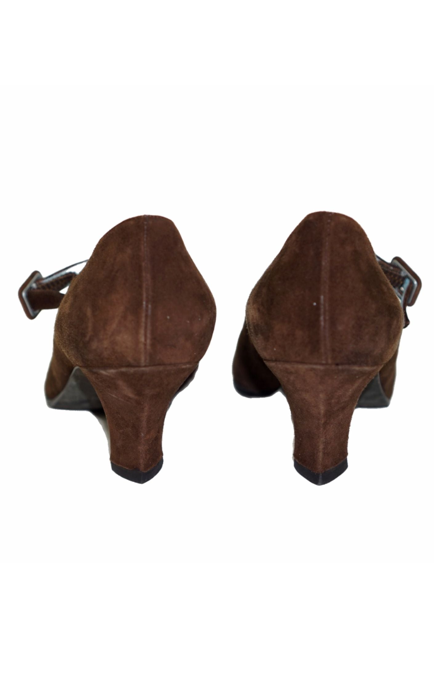 THIERRY RABOTIN Vintage Brown Suede Mary Jane Pumps