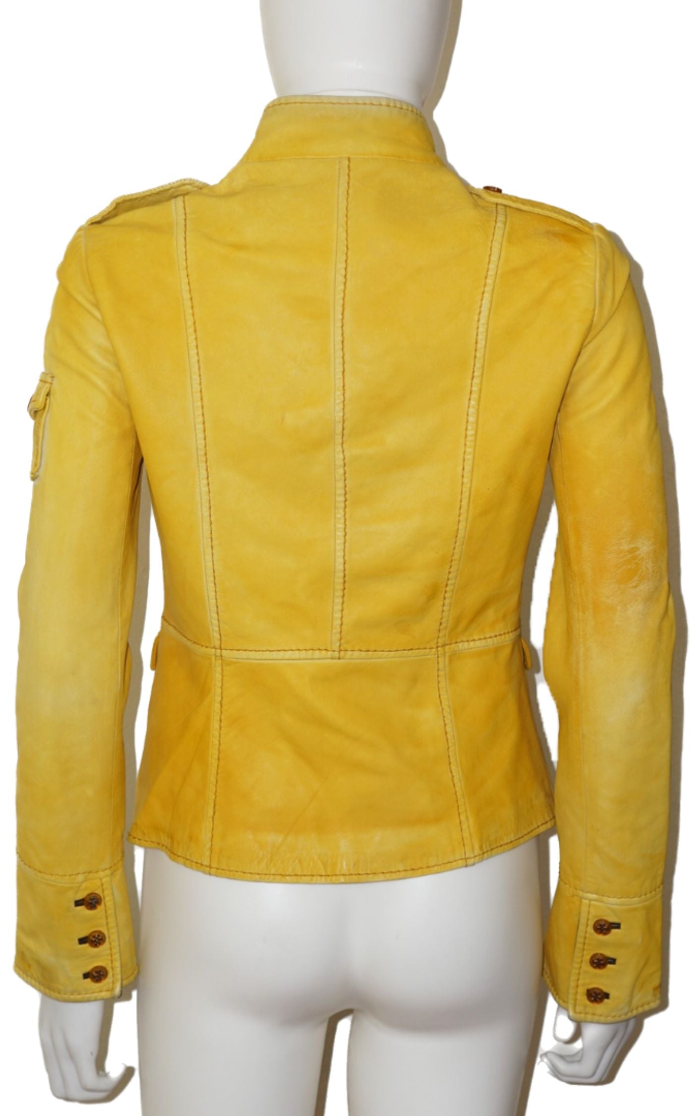 TORY BURCH Yellow Leather Buttoned Jacket resellum