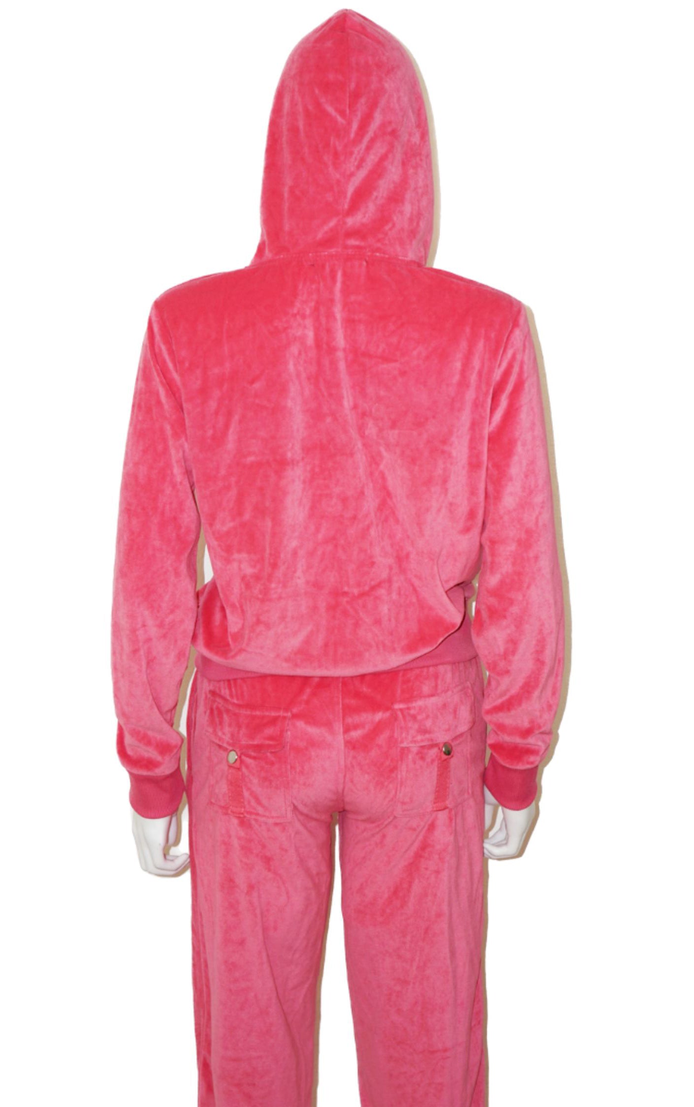 TRACKSUITS Y2K Pink Velour Pants Hoodie Set Suit resellum