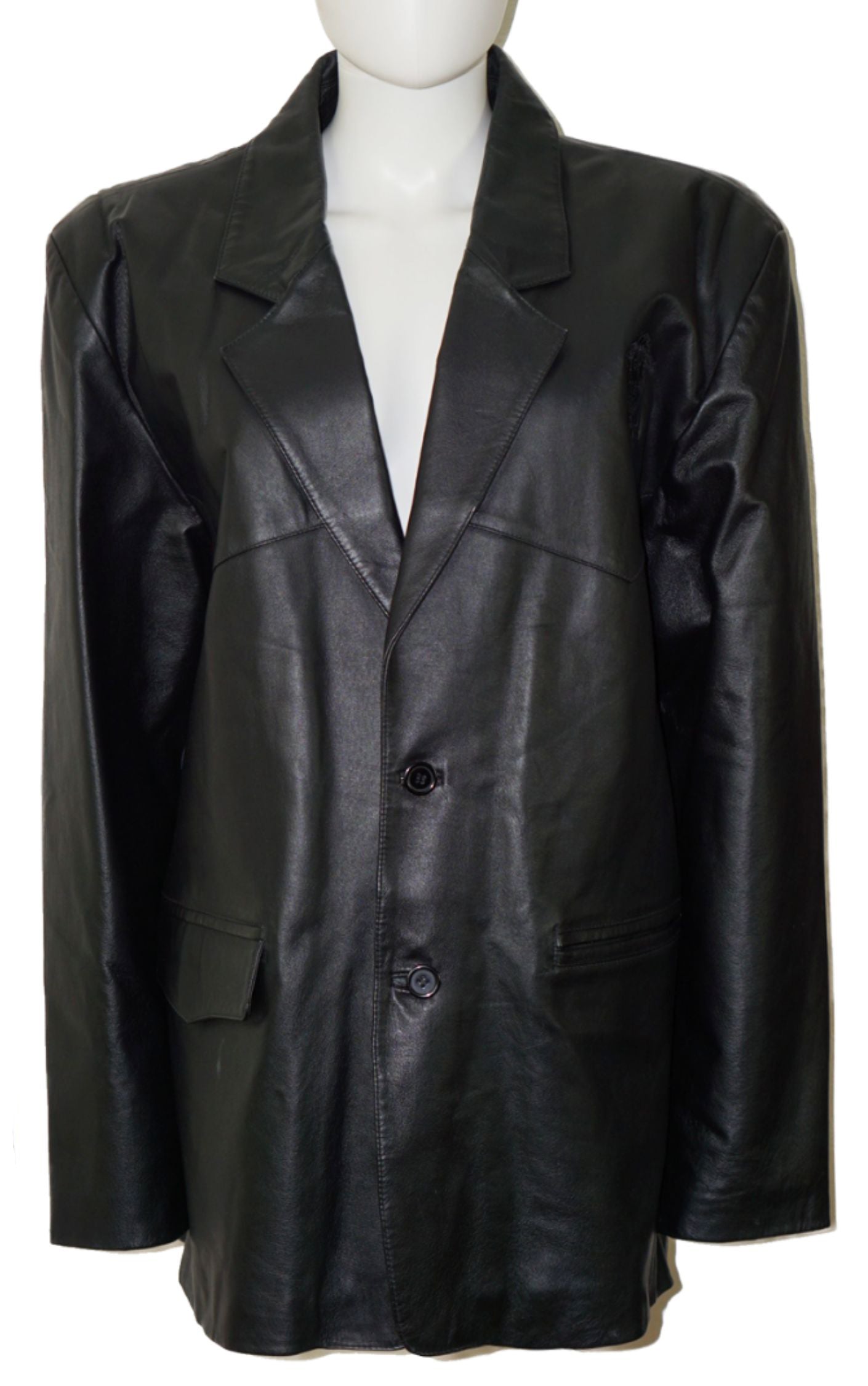 VERSACE Jeans Couture Medusa Logo Oversized Leather Jacket resellum