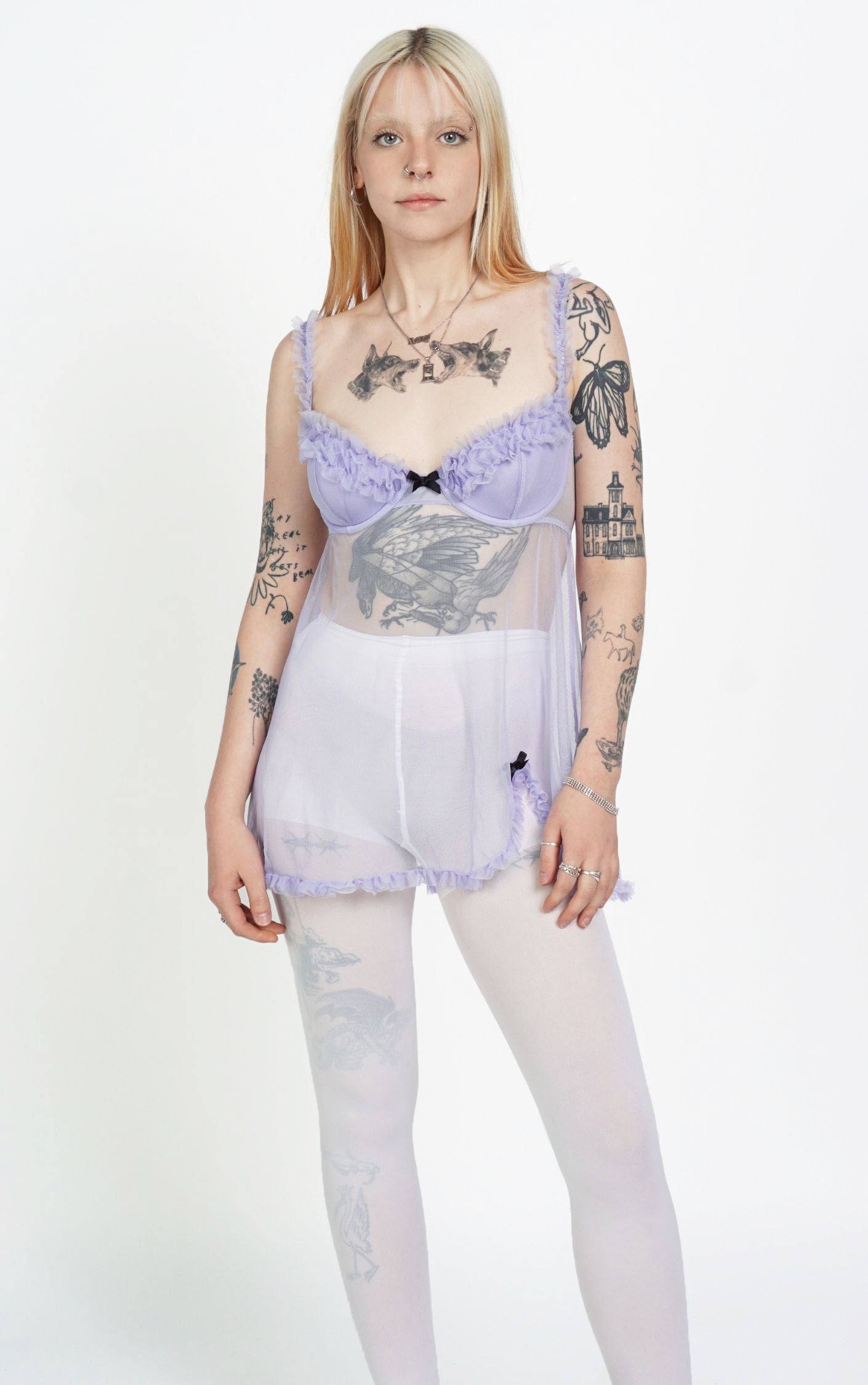 VICTORIA'S SECRET Y2K Purple Sheer Ruffle Top