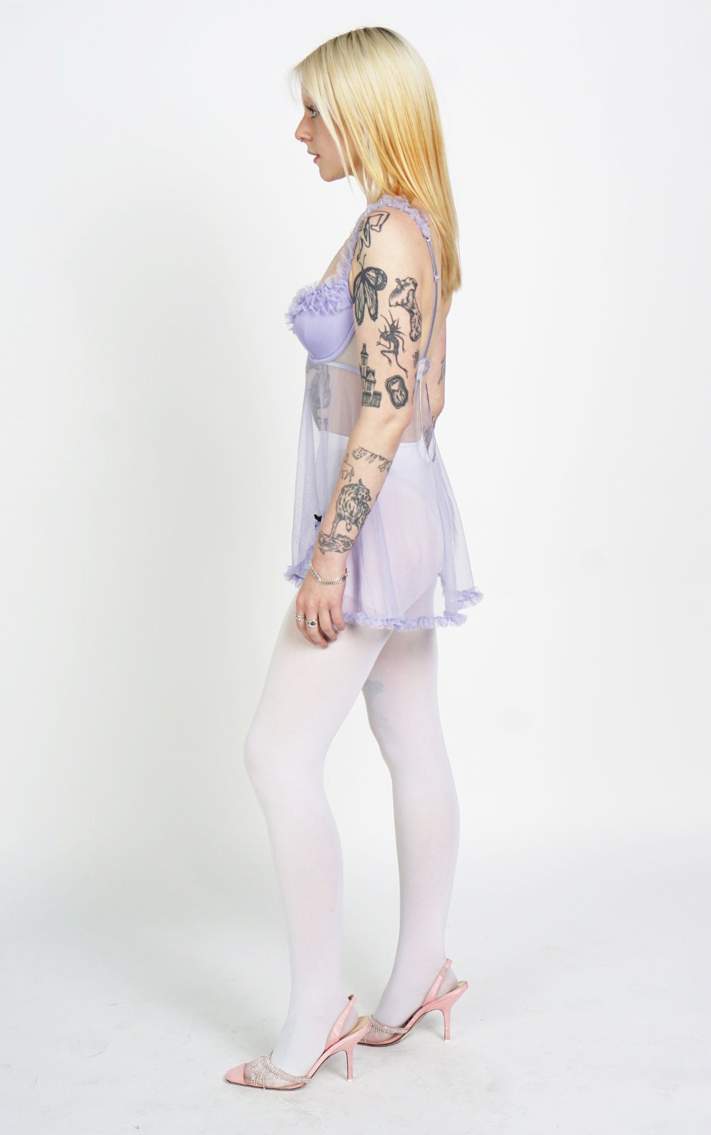 VICTORIA'S SECRET Y2K Purple Sheer Ruffle Top