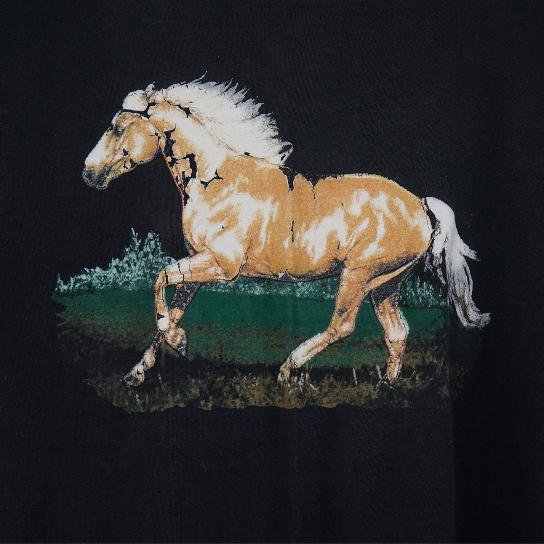 VINTAGE 90s Horse Graphic Cotton T-Shirt