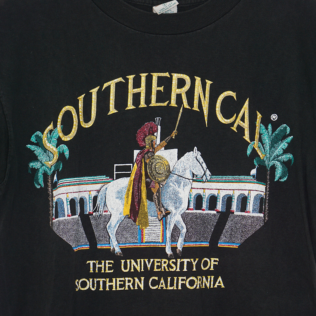 VINTAGE 90s USC Trojan Black T-Shirt