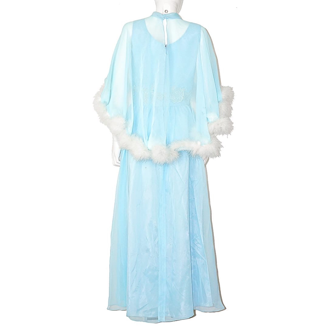 VINTAGE Blue Feather Embellished Dress