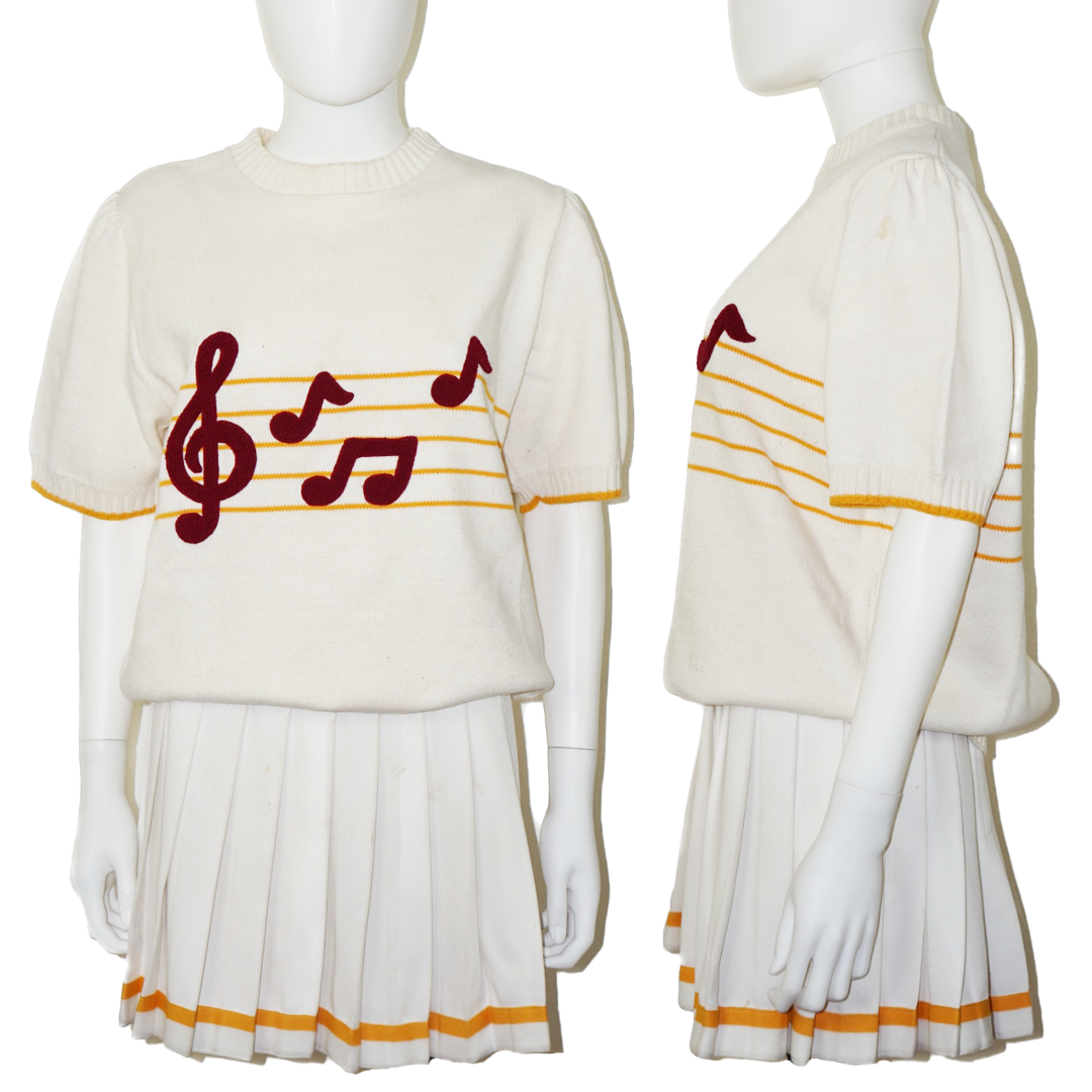 VINTAGE Cheerleader Song Girl Sweater Skirt Set