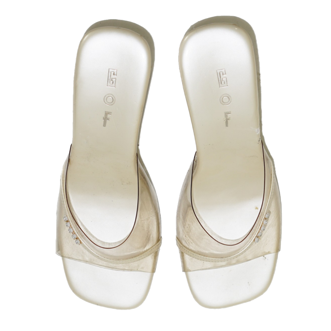 VINTAGE GOF Y2K Daisy Clear Wedge Sandals