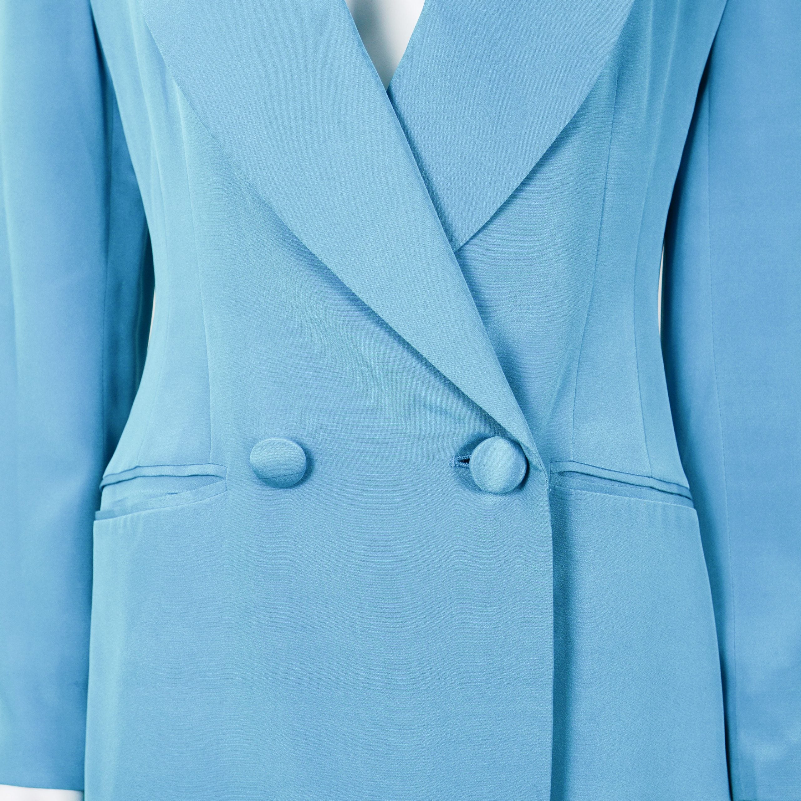 VINTAGE LILLIE RUBIN Blue Silk Blazer Jacket by Click On Trend
