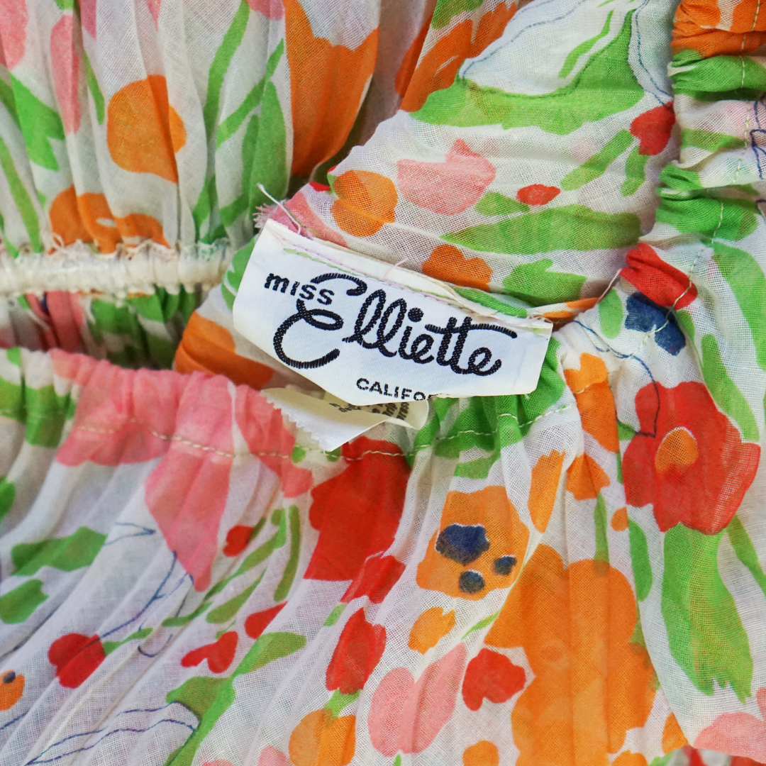 VINTAGE Miss Elliette Floral Pleated Maxi Dress