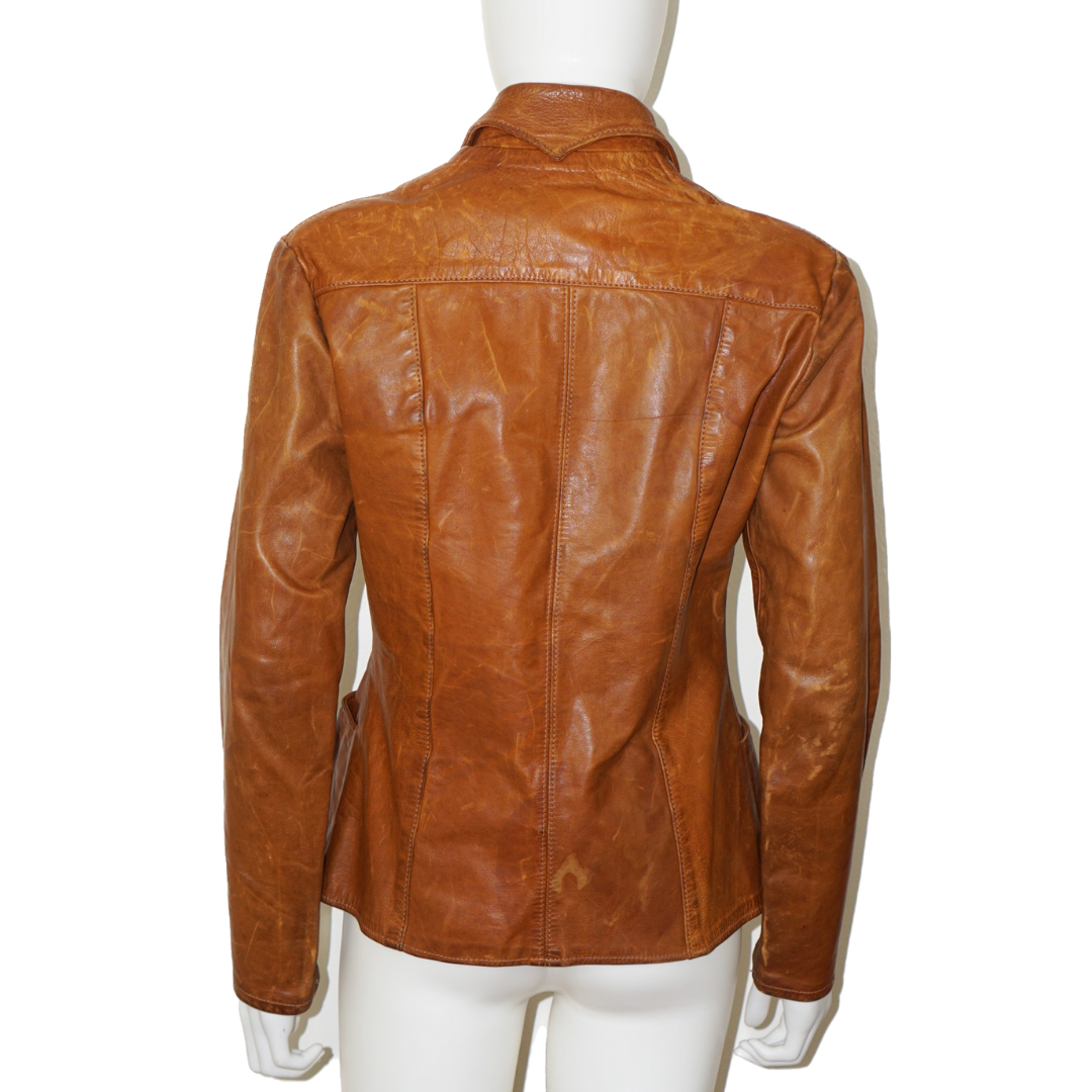 VINTAGE Natural Comfort 70s Brown Leather Jacket