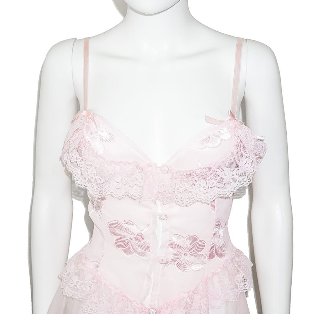 VINTAGE Pink Baby Doll Lace Cami Top by Click On Trend
