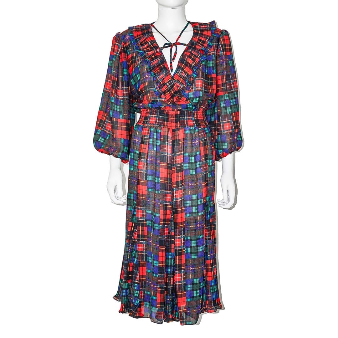VINTAGE TRES JOLIE Tartan Plaid Midi Dress by Click On Trend
