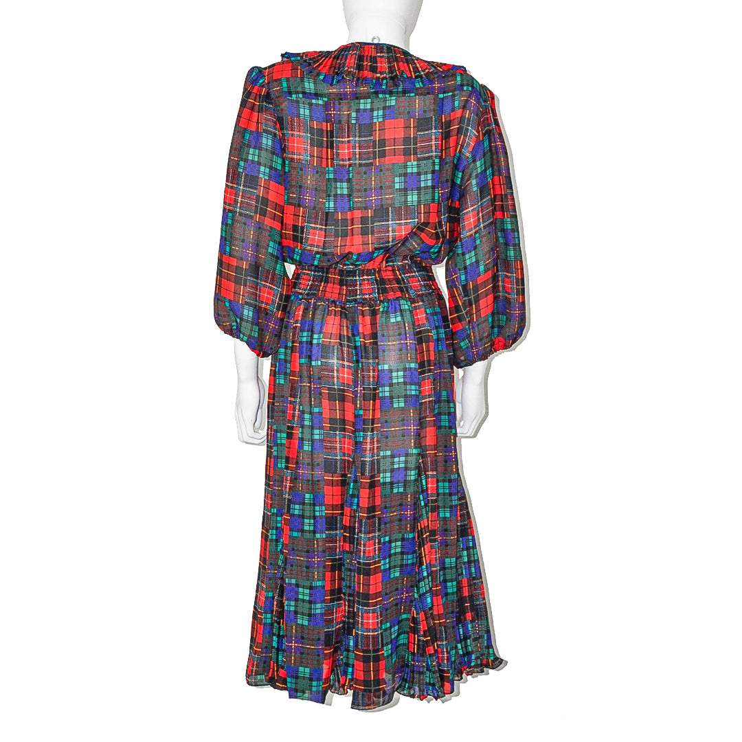 VINTAGE TRES JOLIE Tartan Plaid Midi Dress by Click On Trend