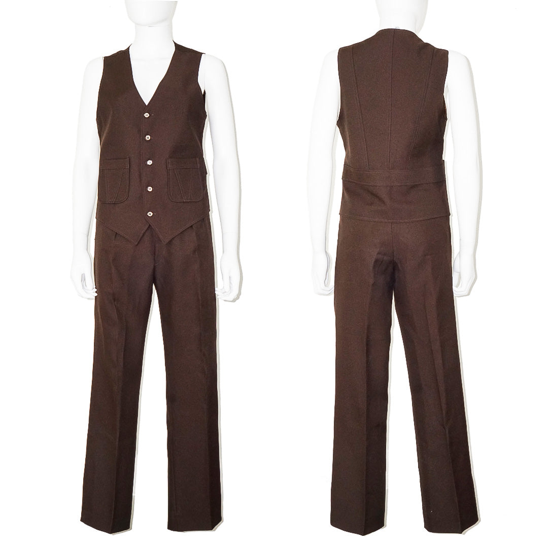 VINTAGE Tailored Brown Pants Vest Suit by Click On Trend