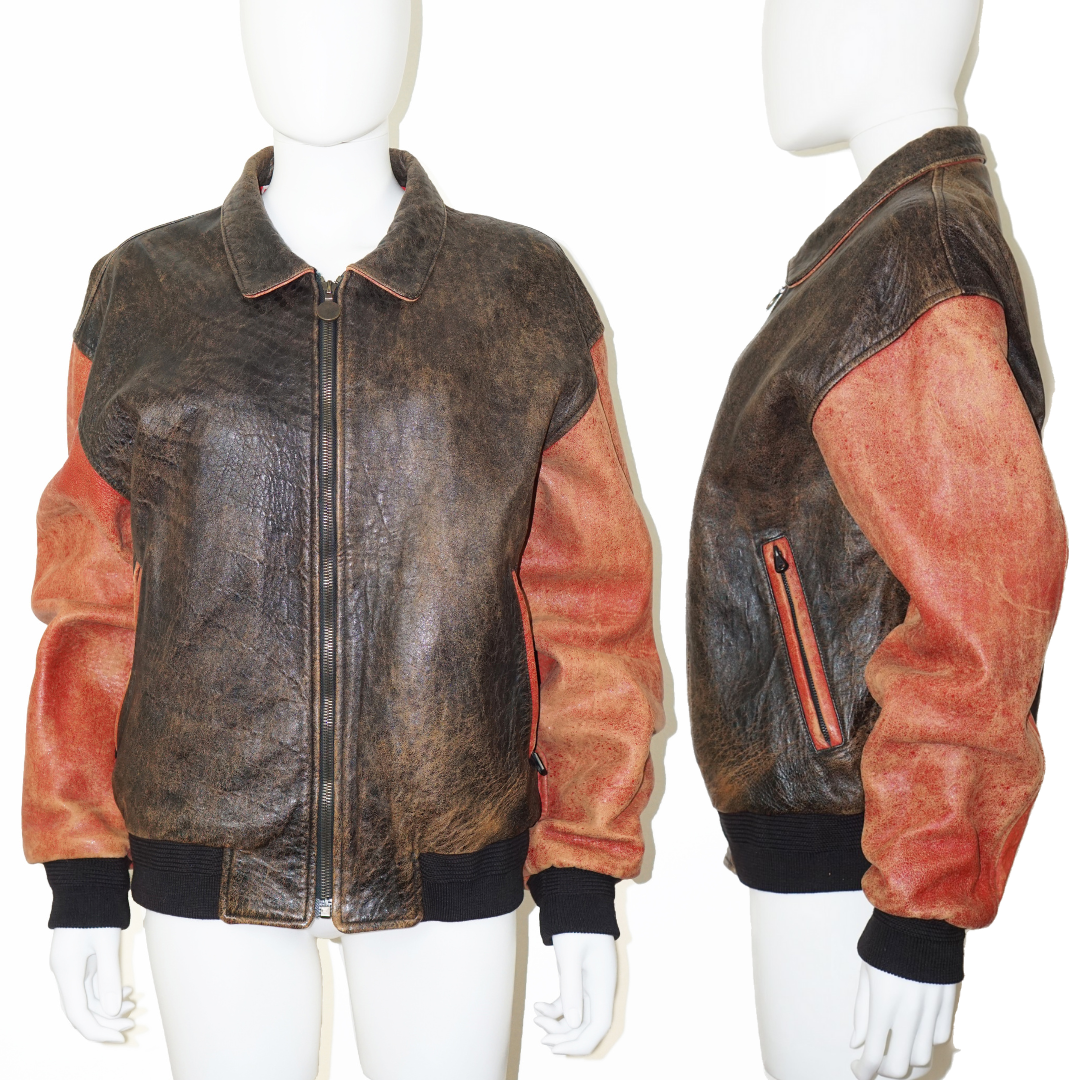 VINTAGE Tony Novak Distressed Leather Jacket