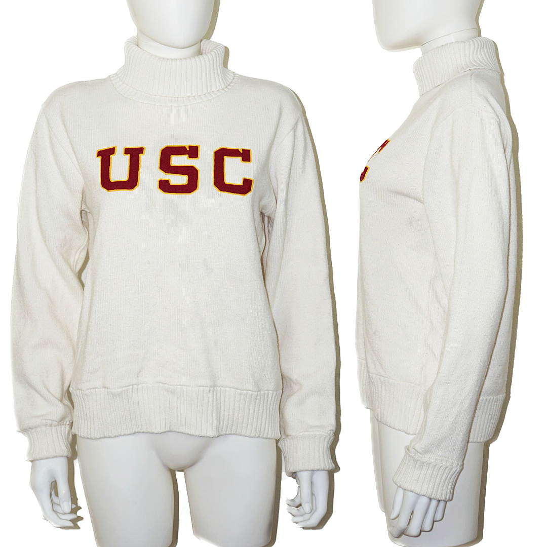 VINTAGE USC White Turtle Neck Sweater