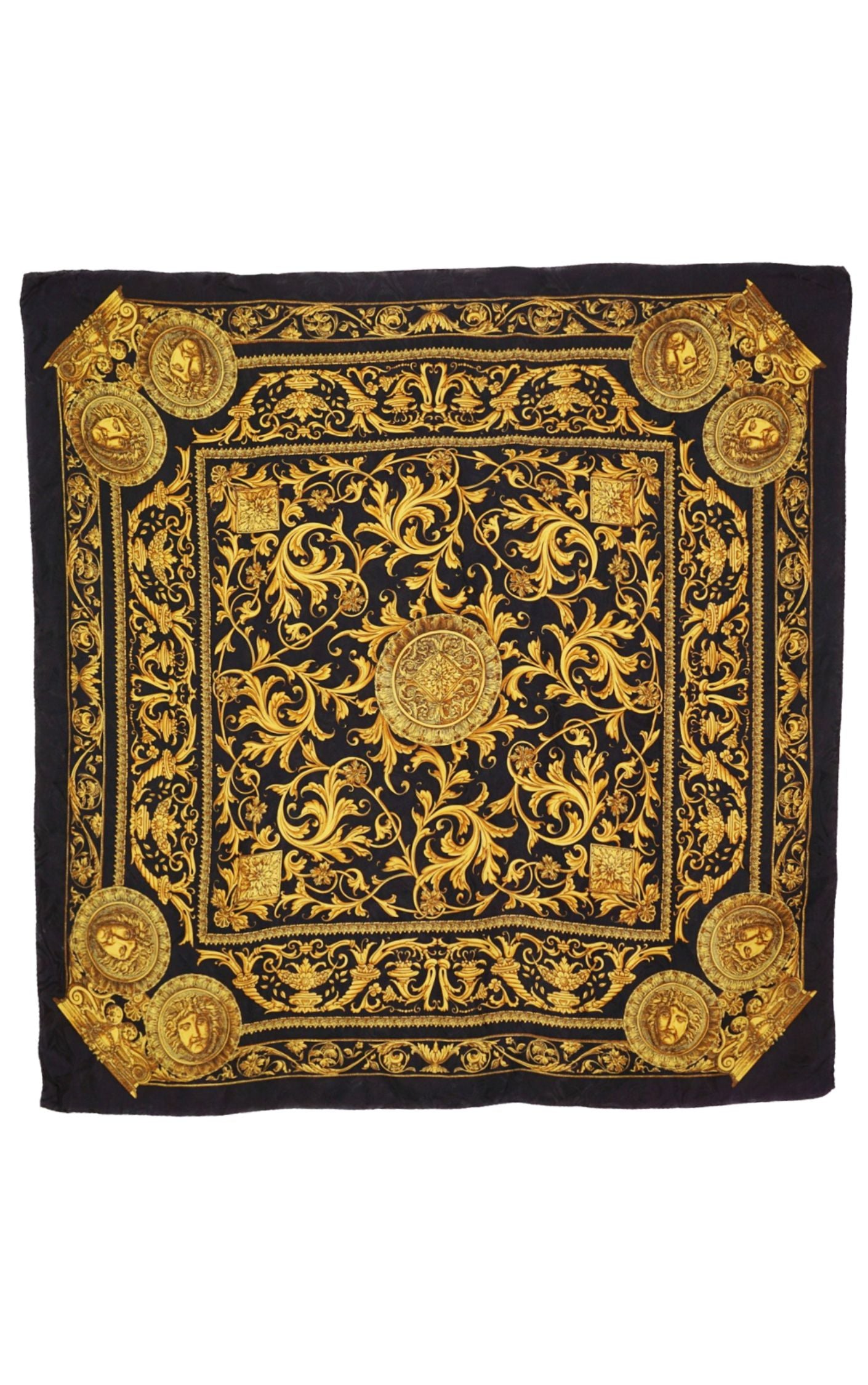 VINTAGE 90s Baroque Versace Medusa Style Silk Scarf resellum