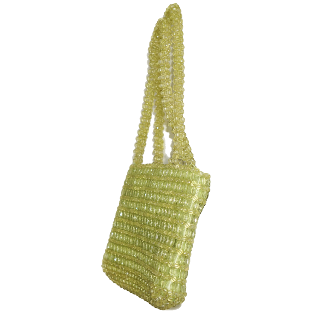 VINTAGE Bijoux Terner Green Y2K Beaded Bag