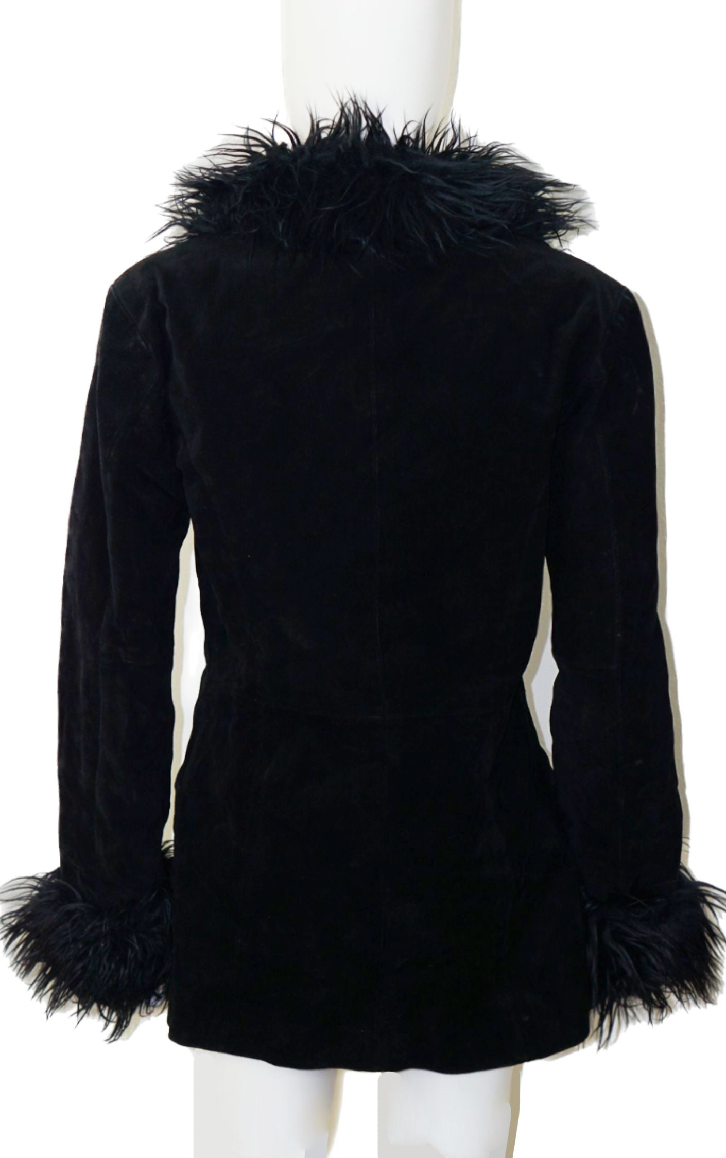 VINTAGE Black Suede Leather Penny Lane Coat resellum