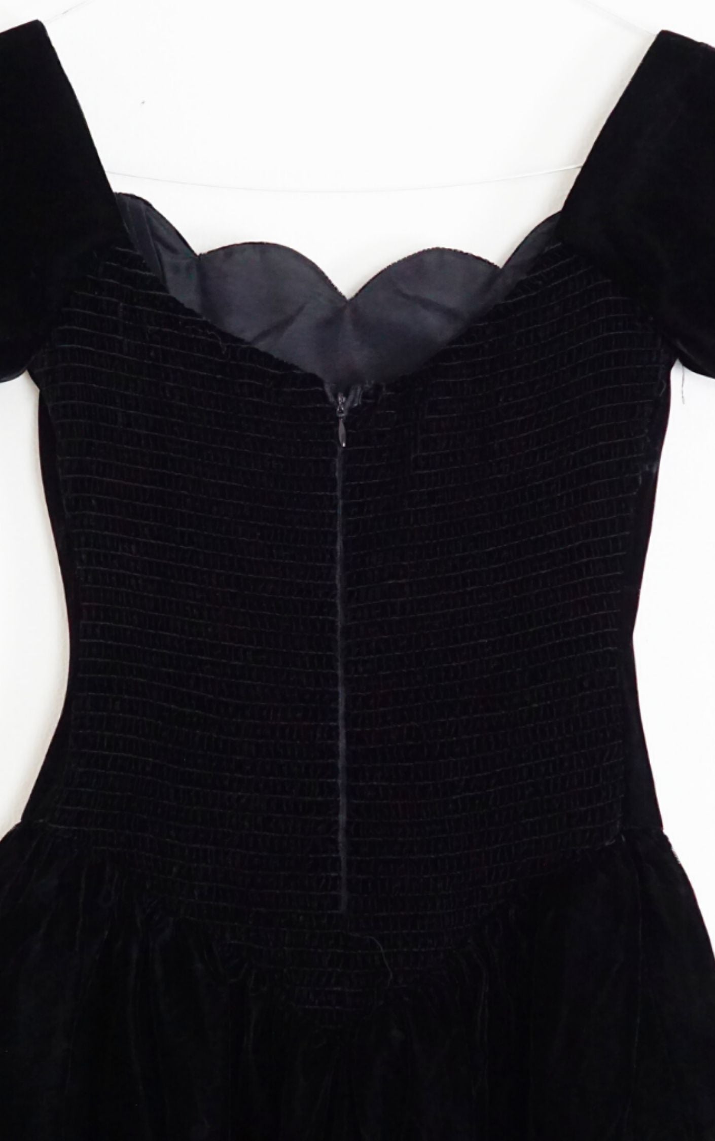 VINTAGE Black Velvet 80s Puff Ball Gown Dress