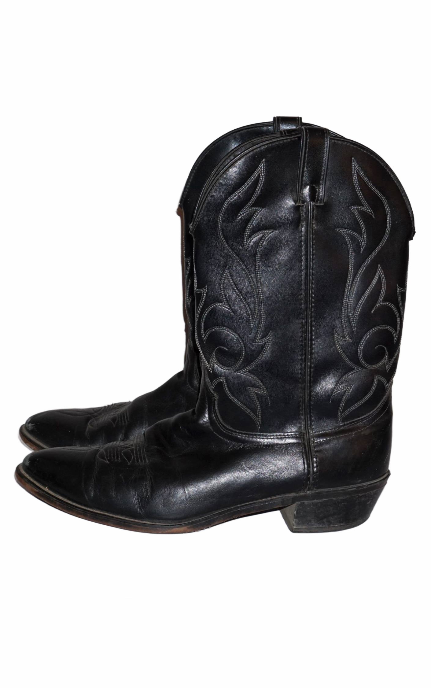 VINTAGE Laredo Black Leather Men's Western Cowboy Boots
