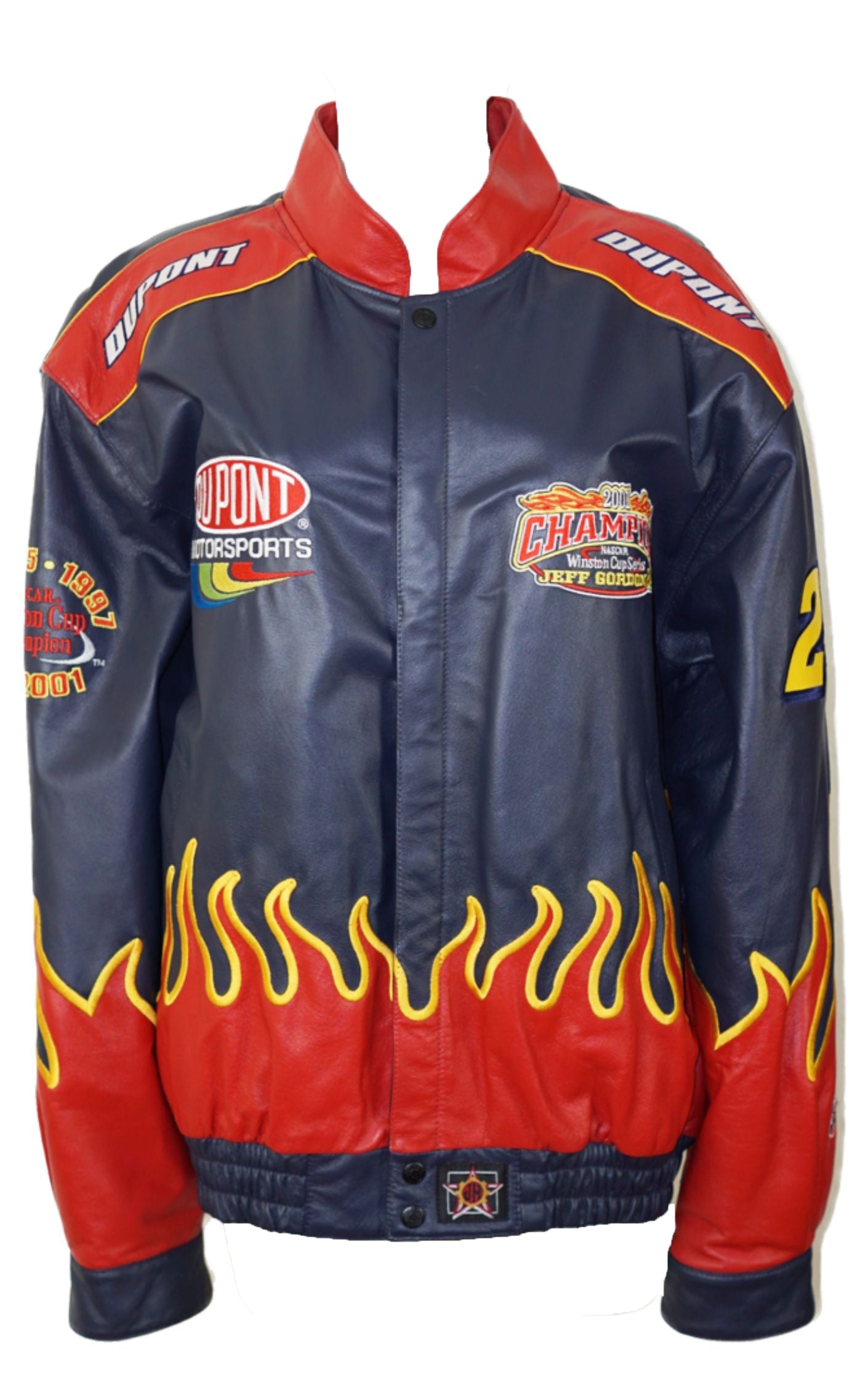 VINTAGE Nascar Racing Gordon DuPont Flame Leather Jacket resellum