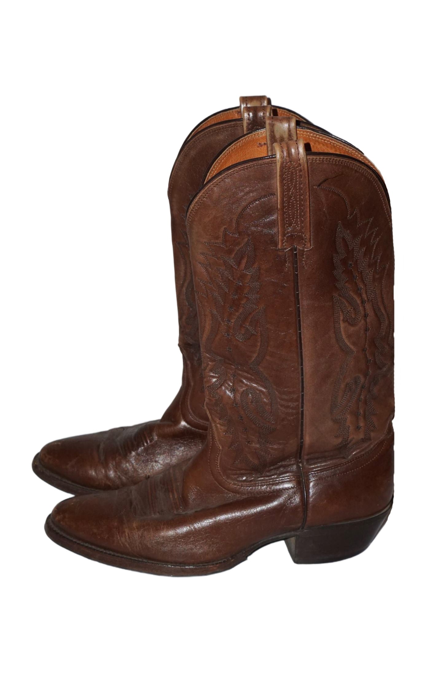 VINTAGE Nocona Brown Leather Western Cowboy Boots resellum