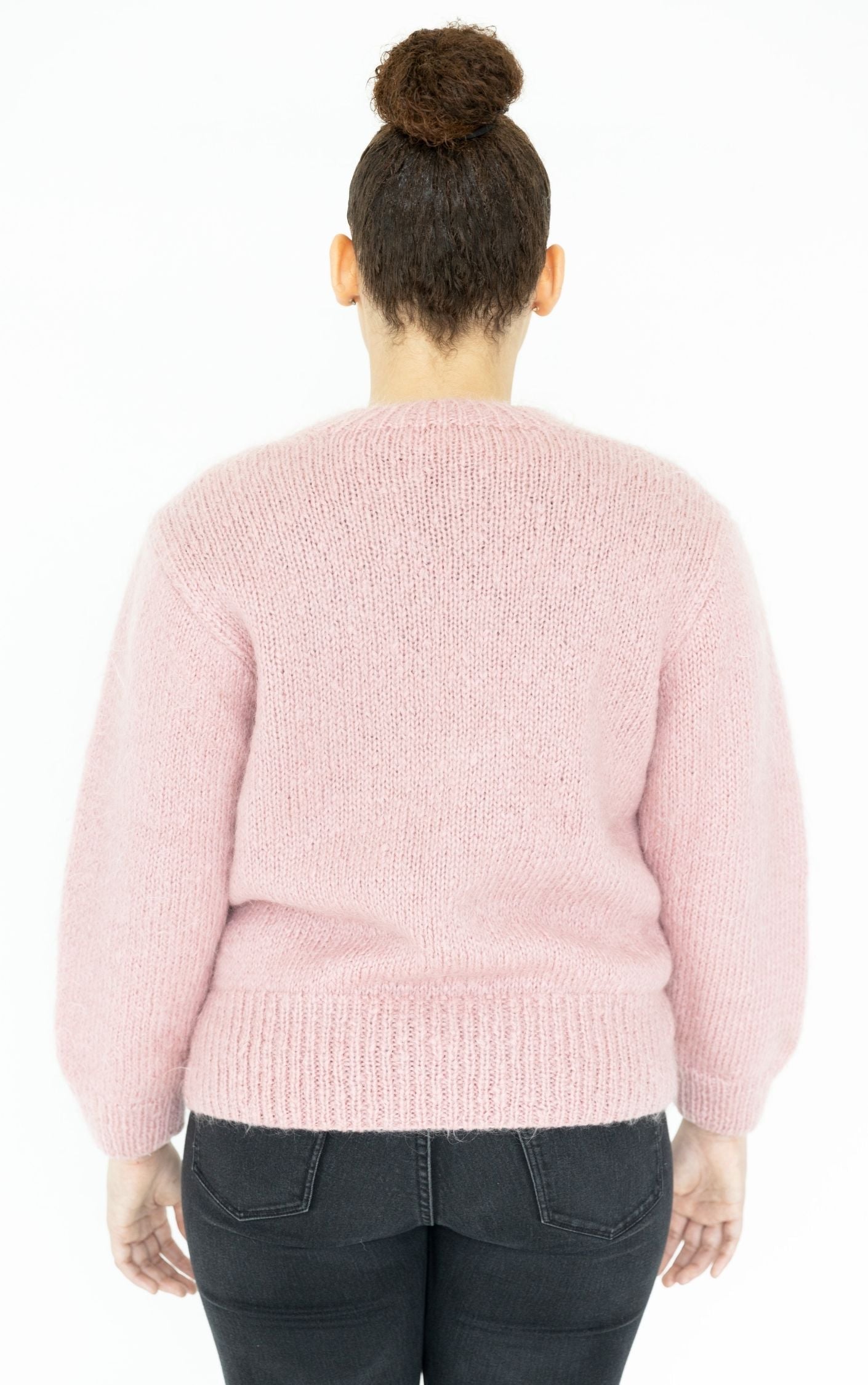 VINTAGE Pink Angora Fuzzy Puff Sleeve Cardigan RESELLUM