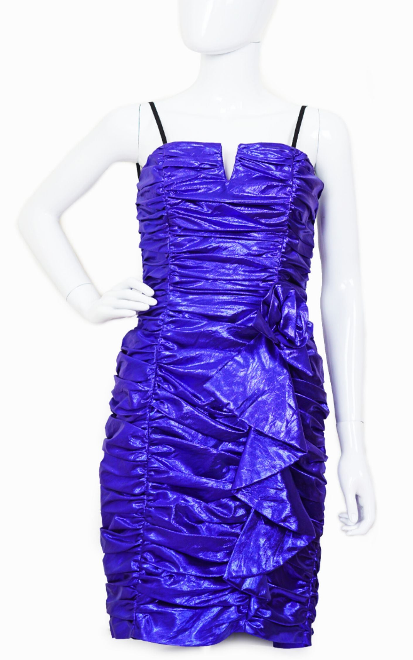 VINTAGE Purple Metallic Ruched Dress resellum