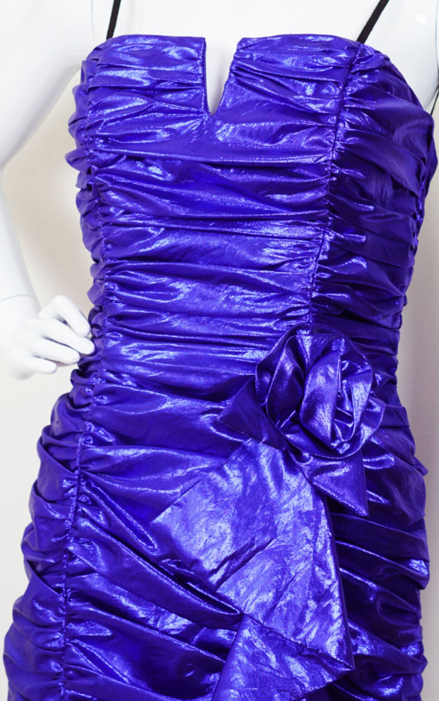 VINTAGE Purple Metallic Ruched Dress resellum