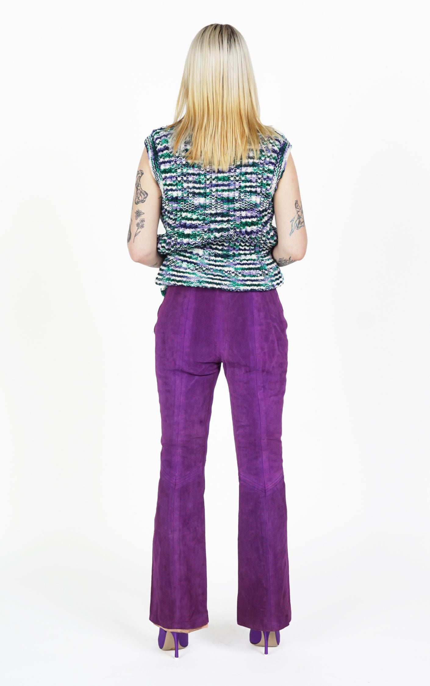VINTAGE 80s Purple Suede Flared Bootcut High Rise Pants resellum