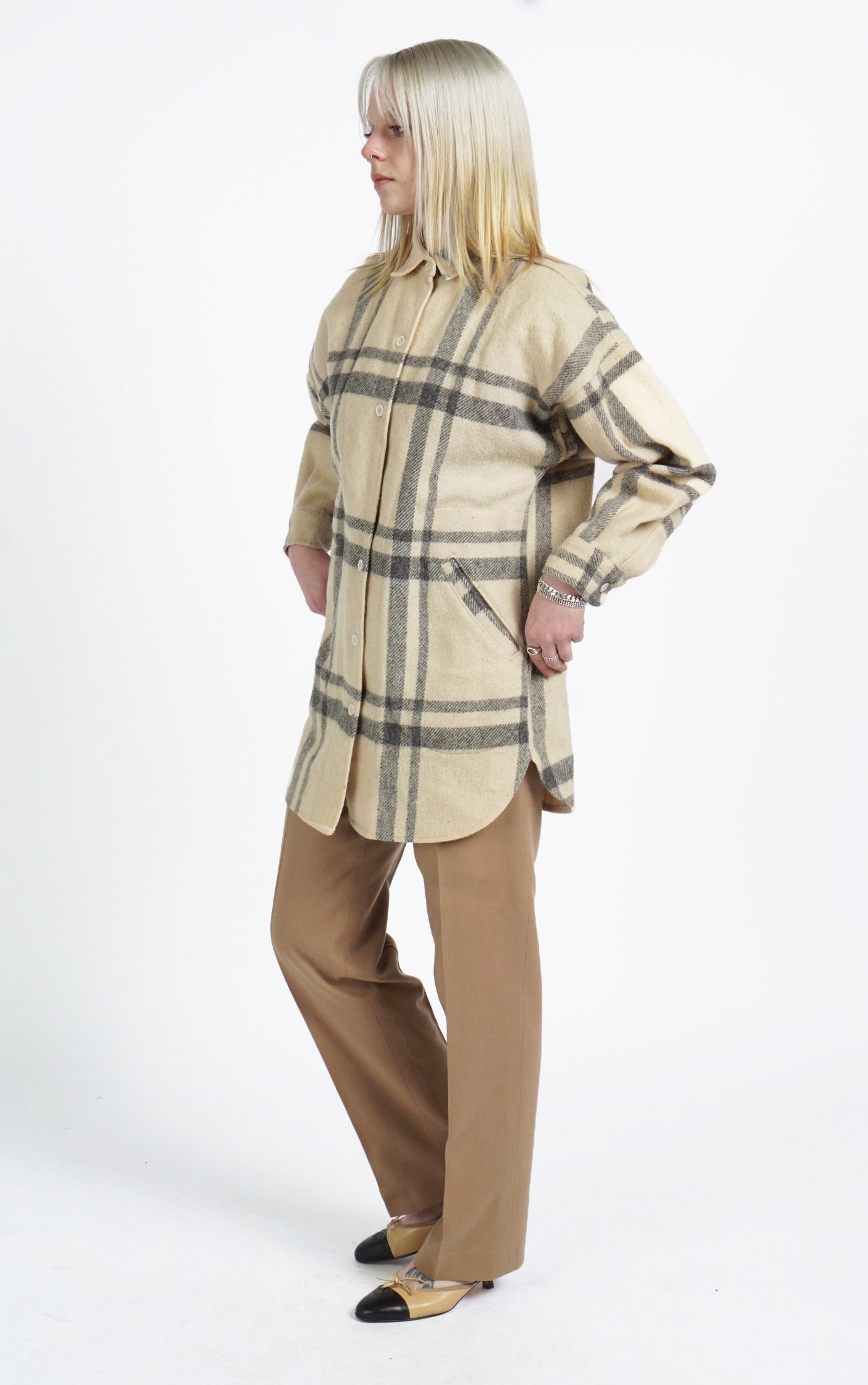 VINTAGE 100% Wool Tartan Plaid Buttoned Shirt  resellum